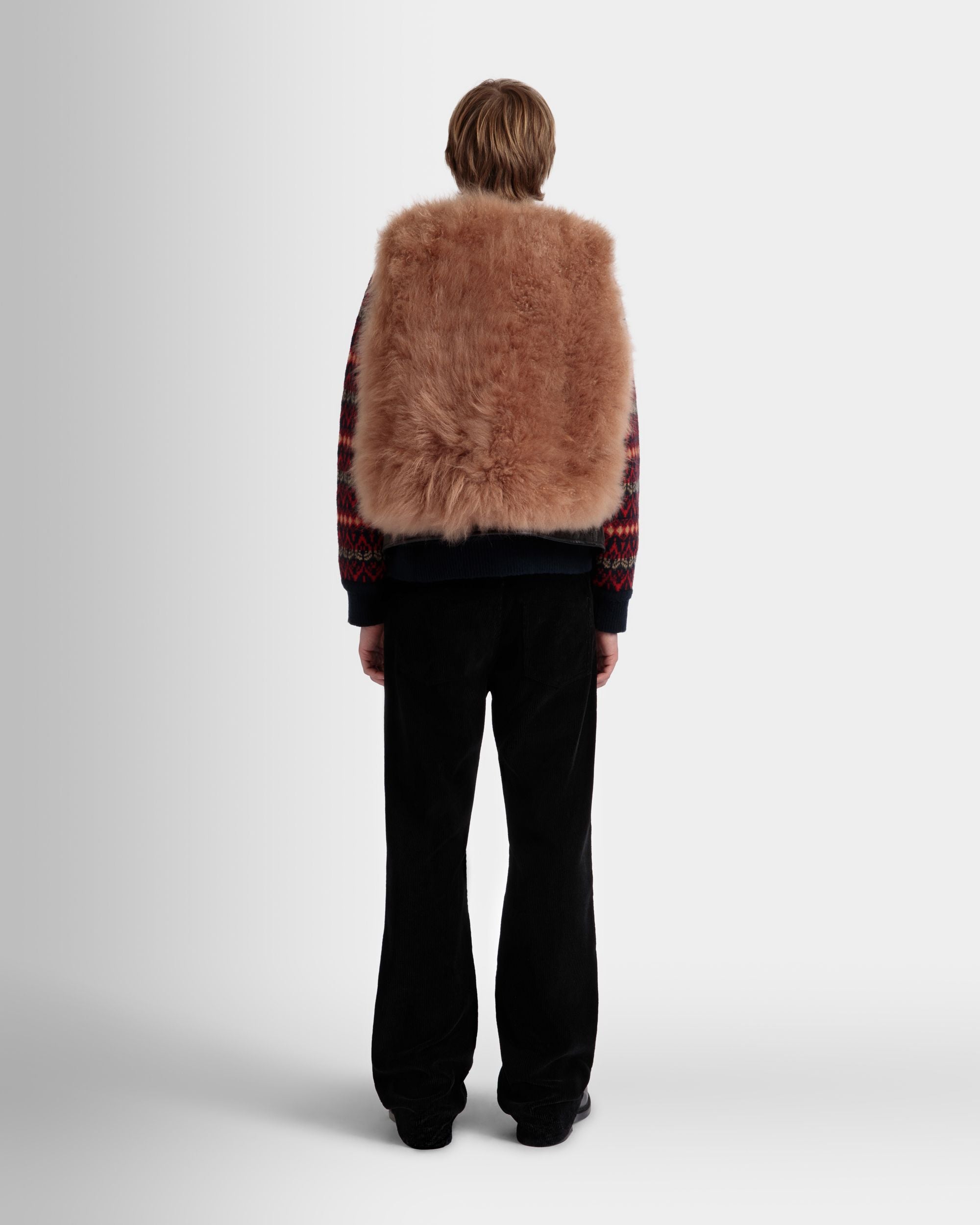 Vest With Shearling Insert In Black Leather - Men's - Bally - 06