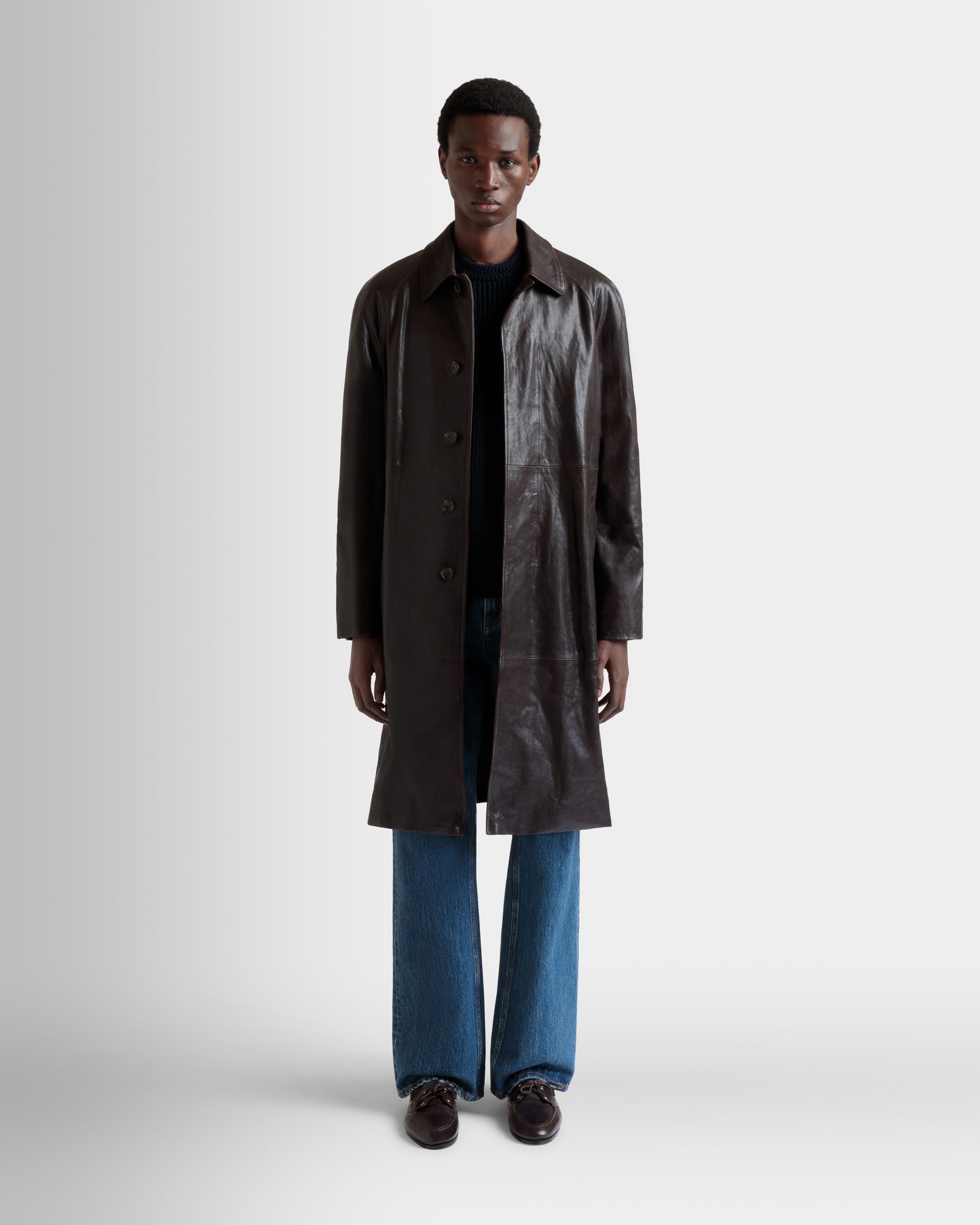 Coat in Brown Leather - Men's - Bally - 02