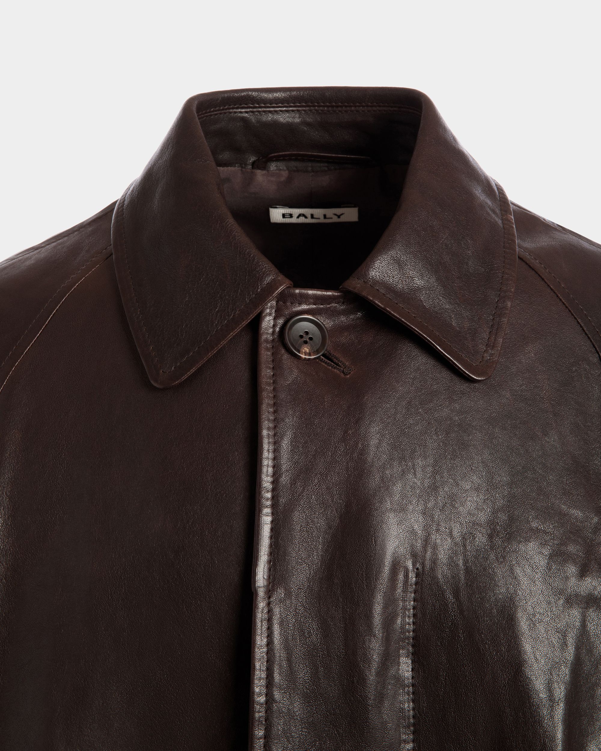 Coat in Brown Leather - Men's - Bally - 04