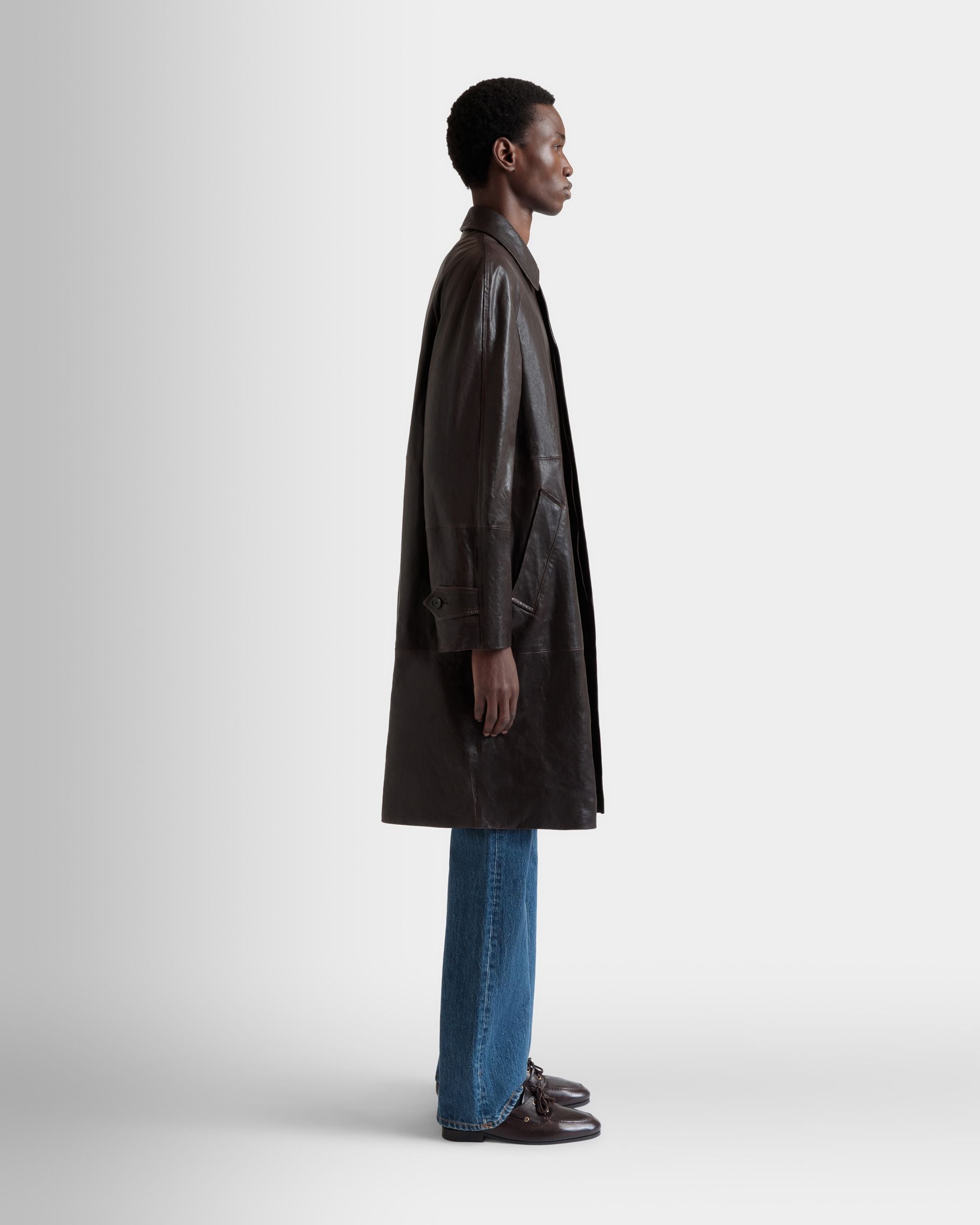 Coat in Brown Leather - Men's - Bally - 05