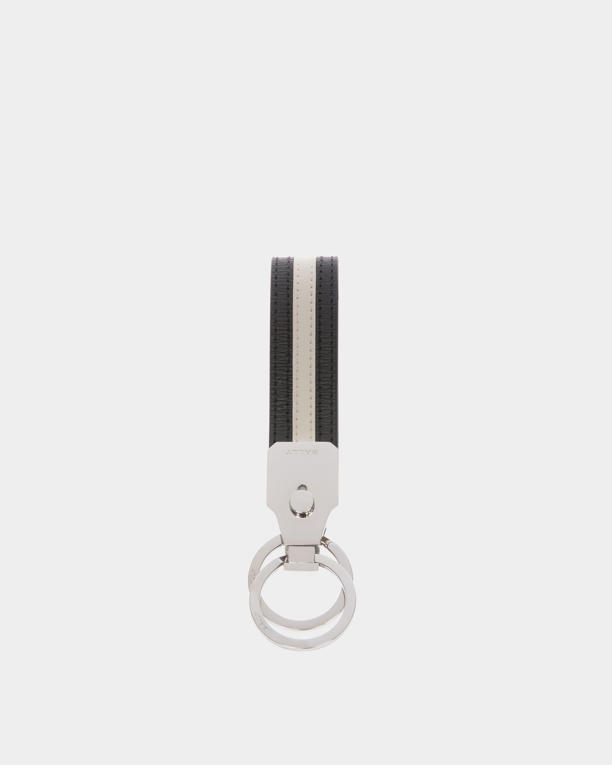 Ribbon Keyring in Black Leather - Men's - Bally - 02
