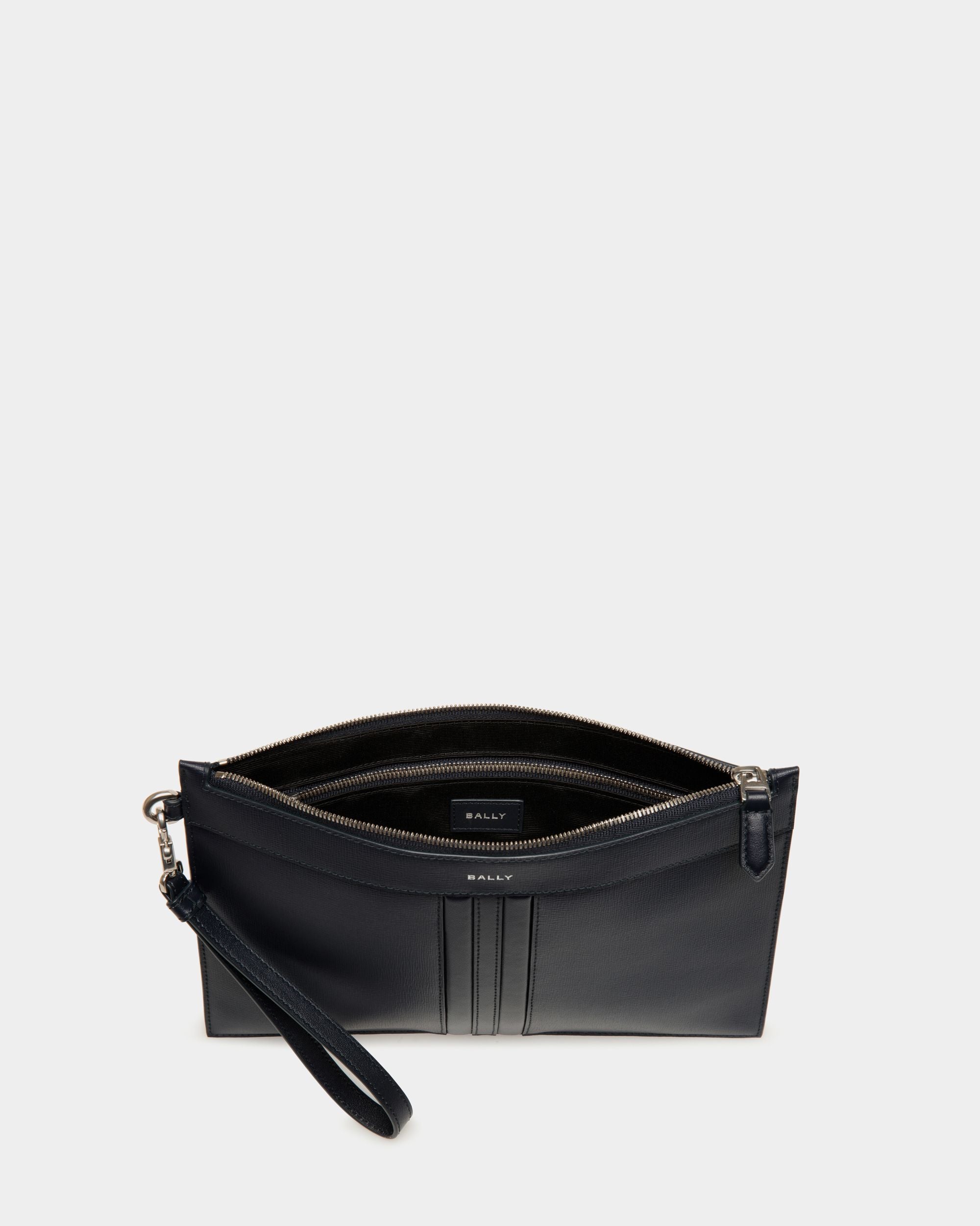 Mythos Pochette in Navy Blue Recycled Leather - Men's - Bally - 03