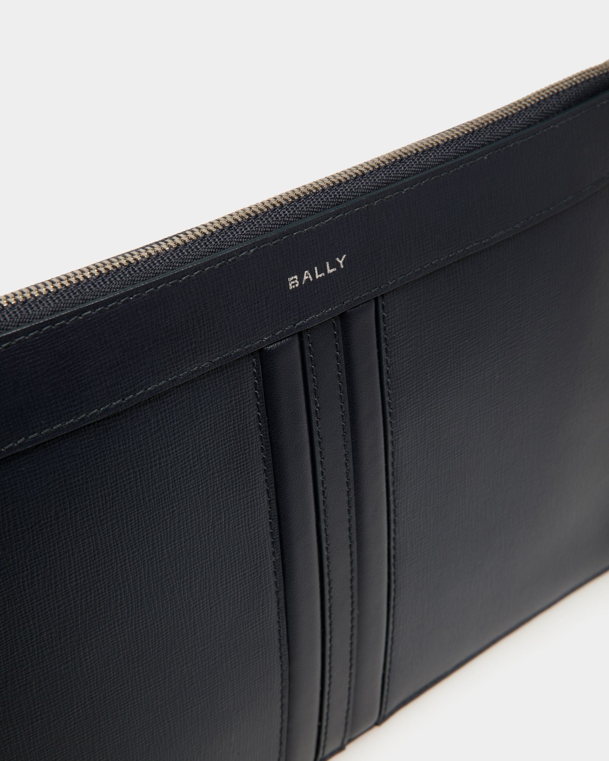 Mythos Pochette in Navy Blue Recycled Leather - Men's - Bally - 04