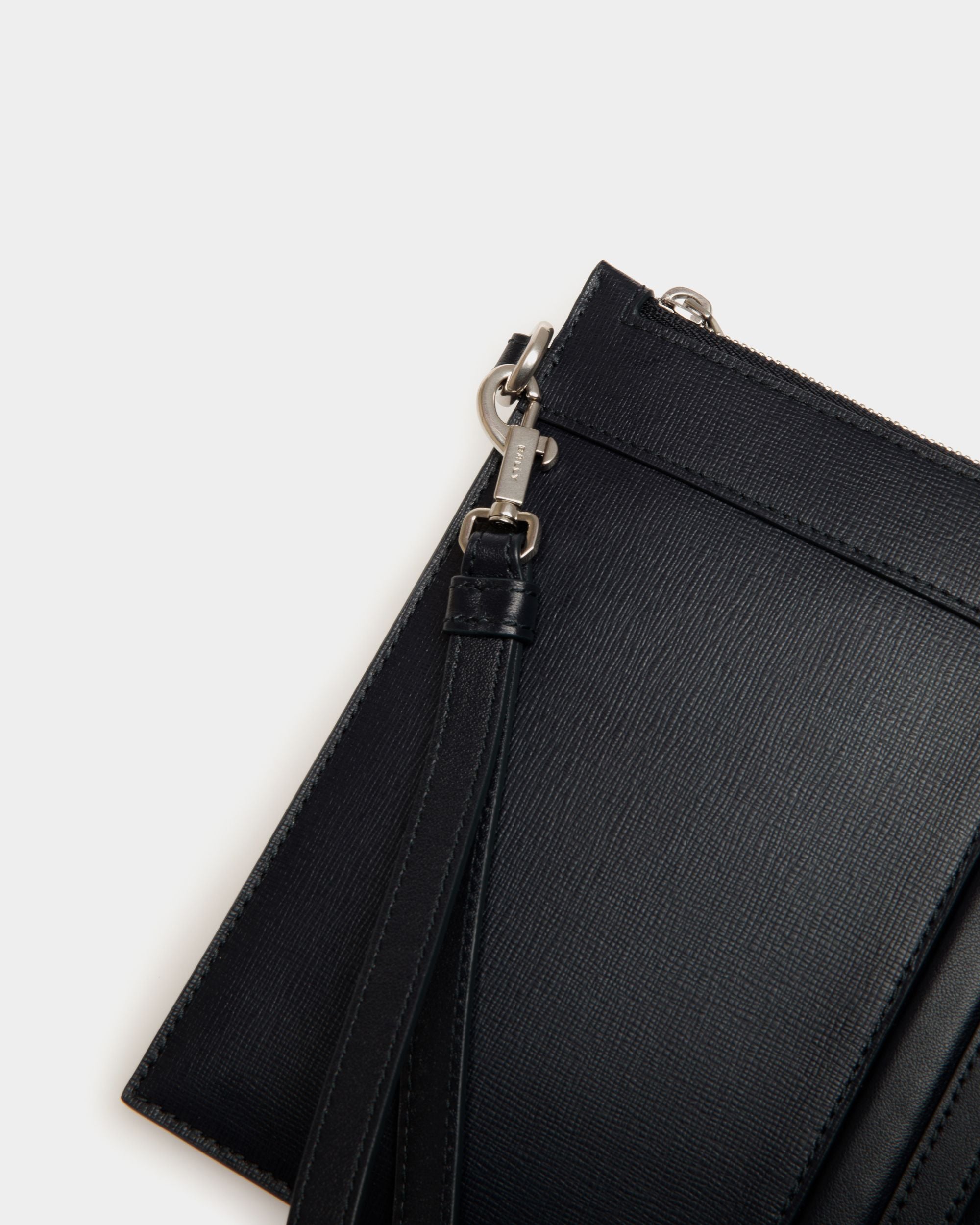 Mythos Pochette in Navy Blue Recycled Leather - Men's - Bally - 05