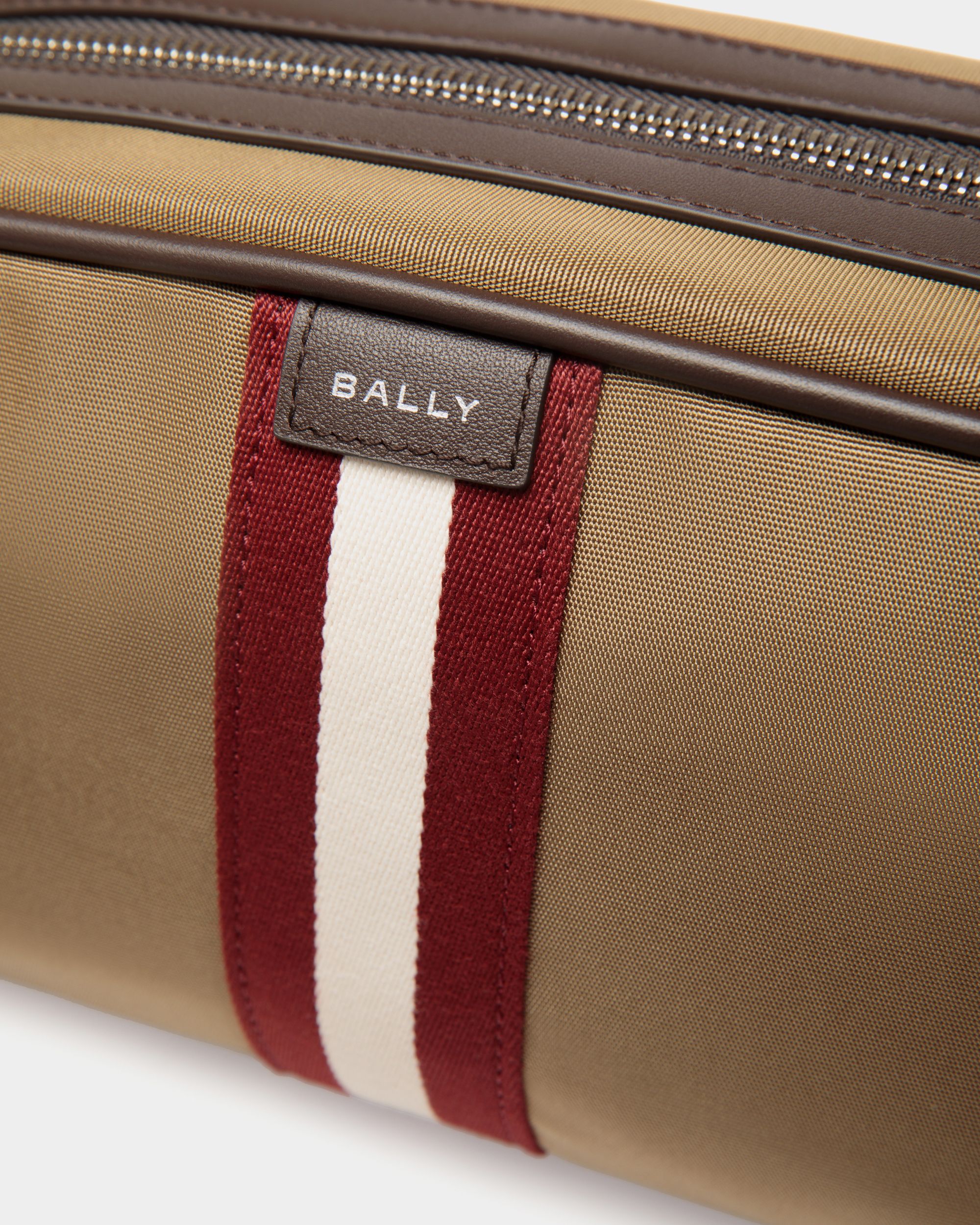 Code Washbag in Camel Nylon - Men's - Bally - 04