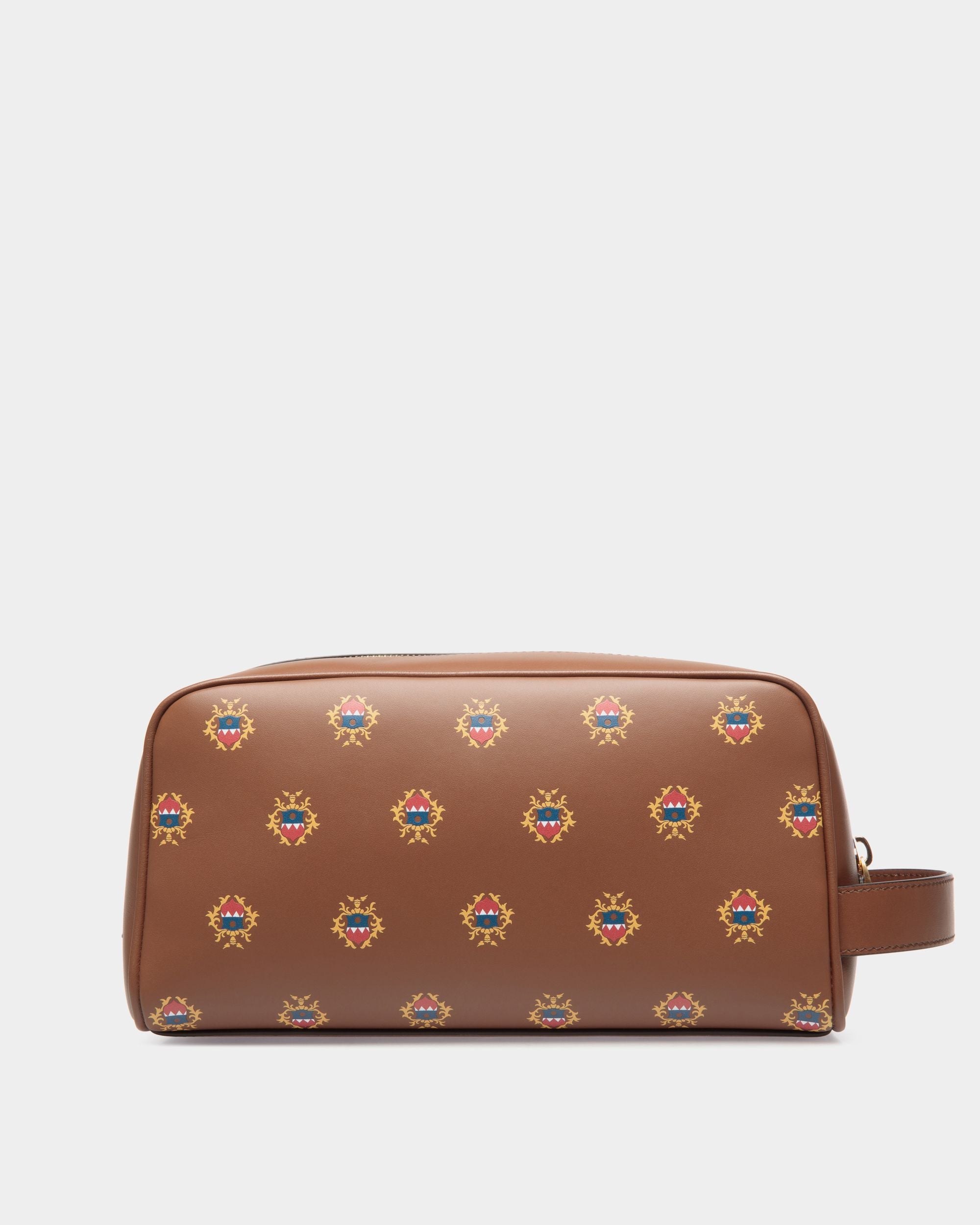 Easy Bally Washbag in Brown Leather with a Bally Crest Print - Men's - Bally - 02