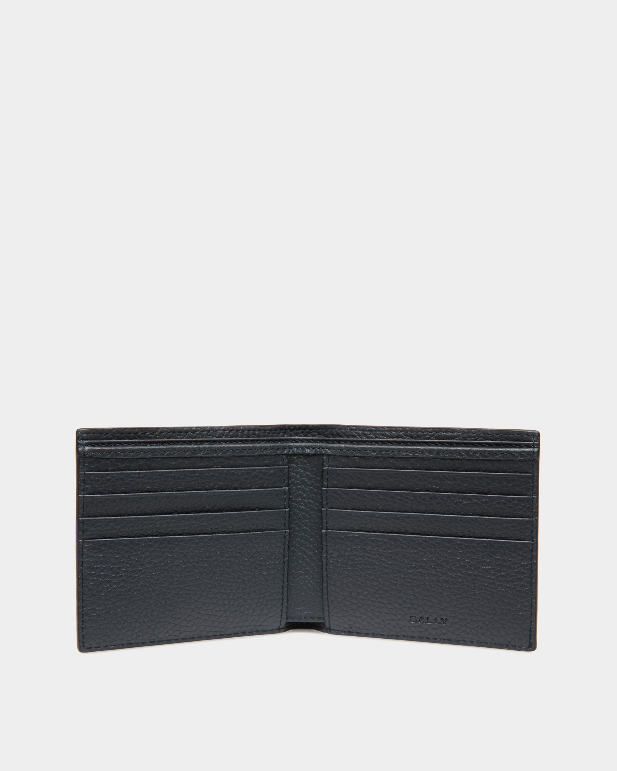 Ribbon Bifold In Navy Blue Leather - Men's - Bally - 04