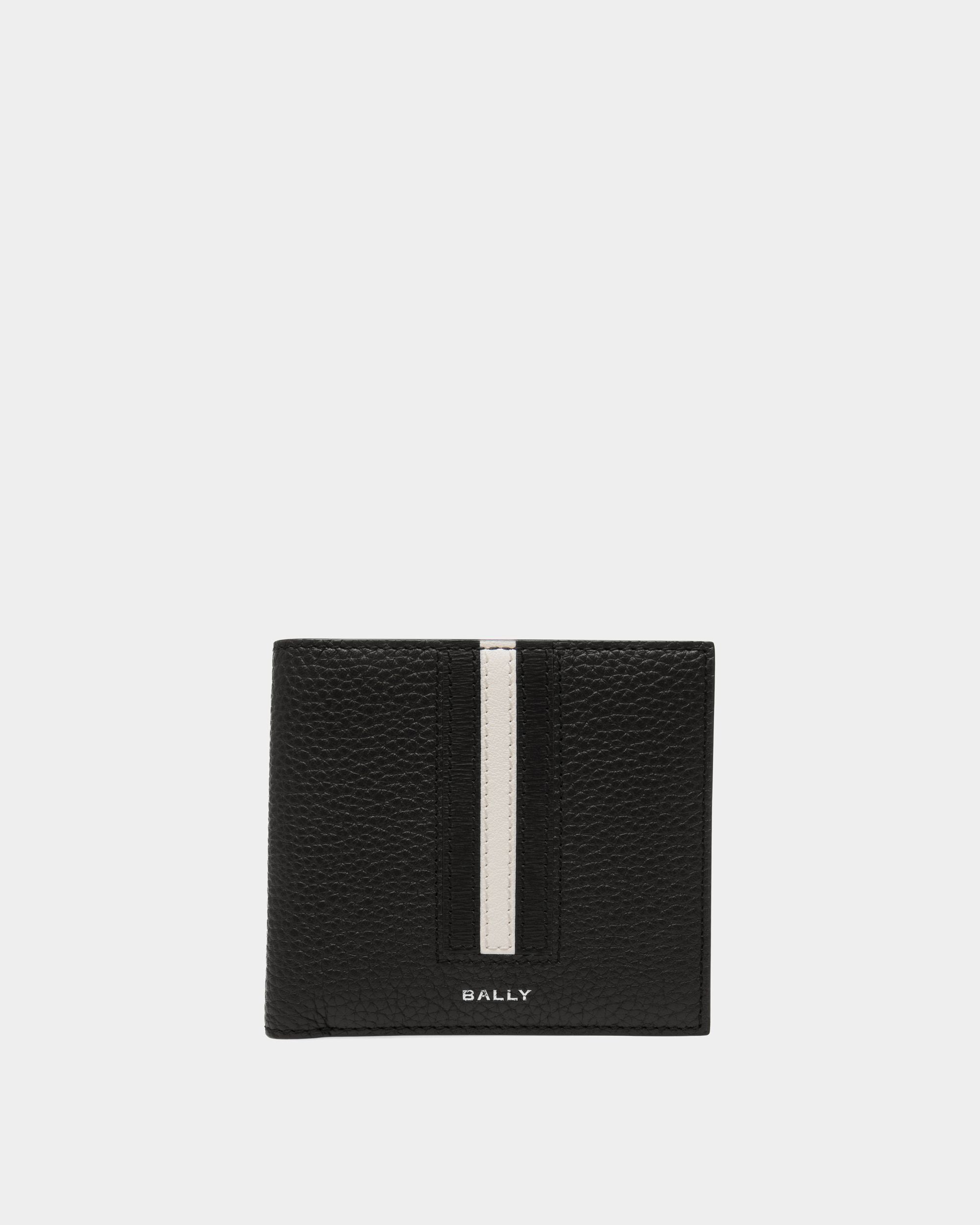 Ribbon Bifold In Black Grained Leather - Men's - Bally - 01