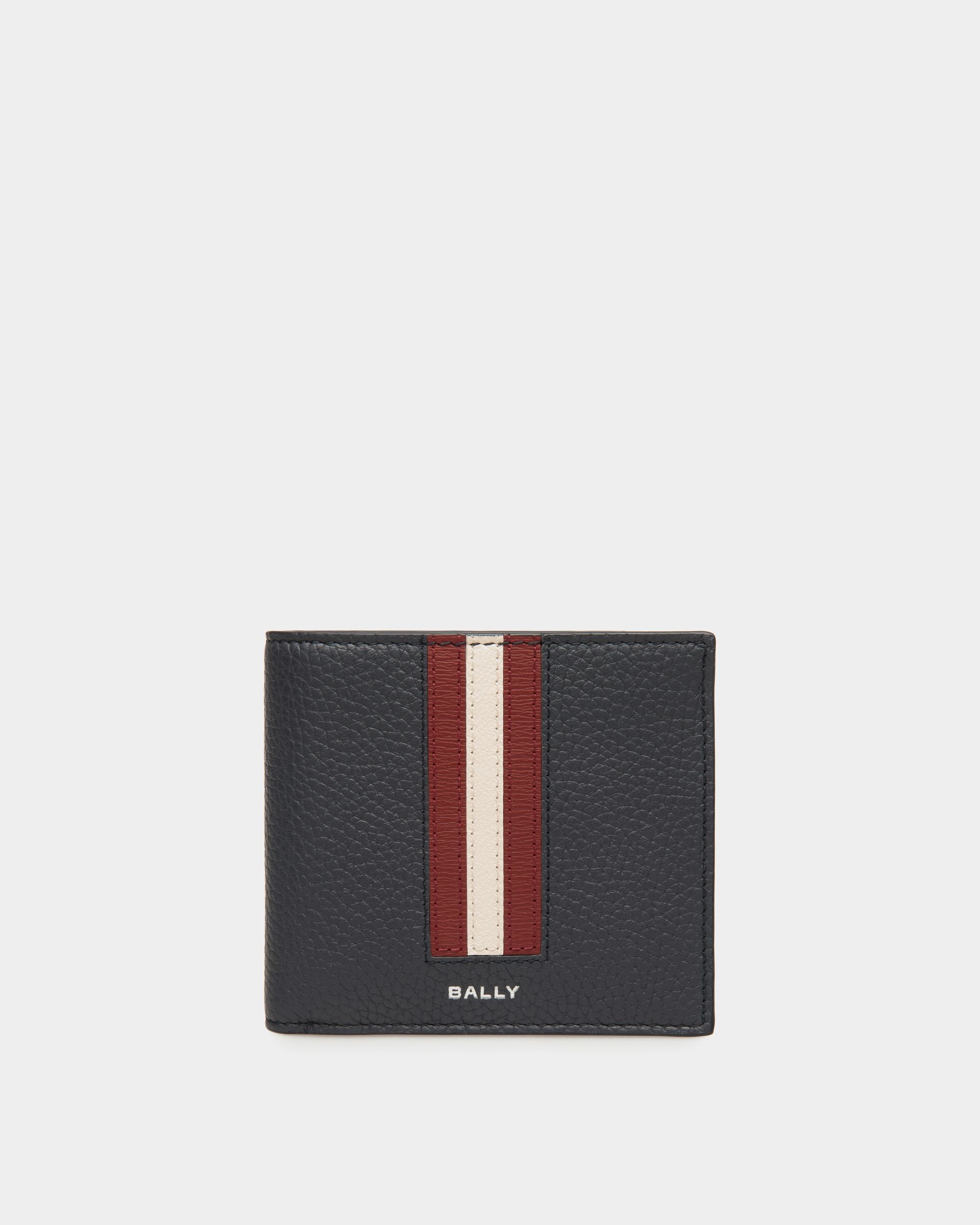 Ribbon Bifold In Navy Blue Leather - Men's - Bally - 01