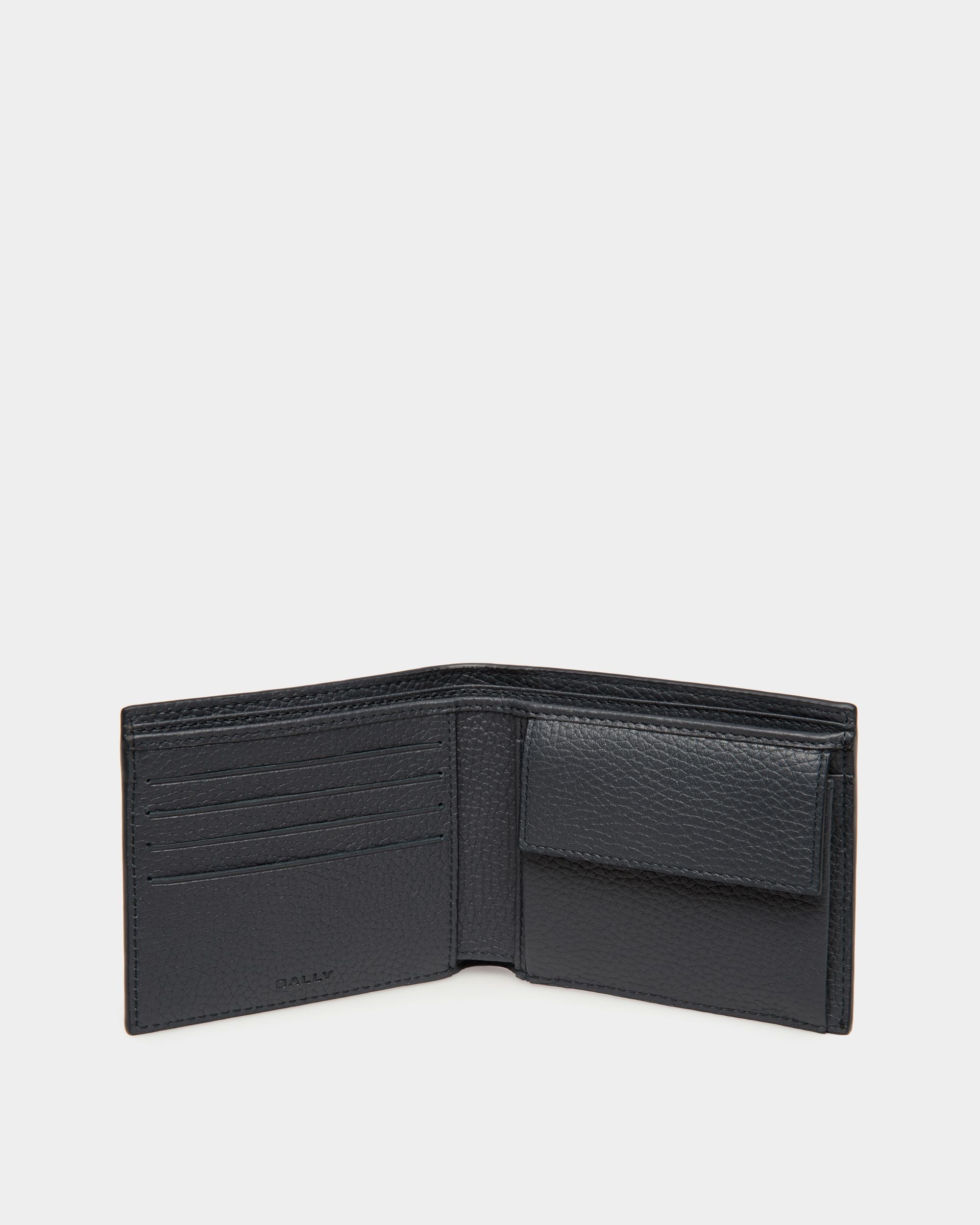 Ribbon Bifold In Navy Blue Leather - Men's - Bally - 03