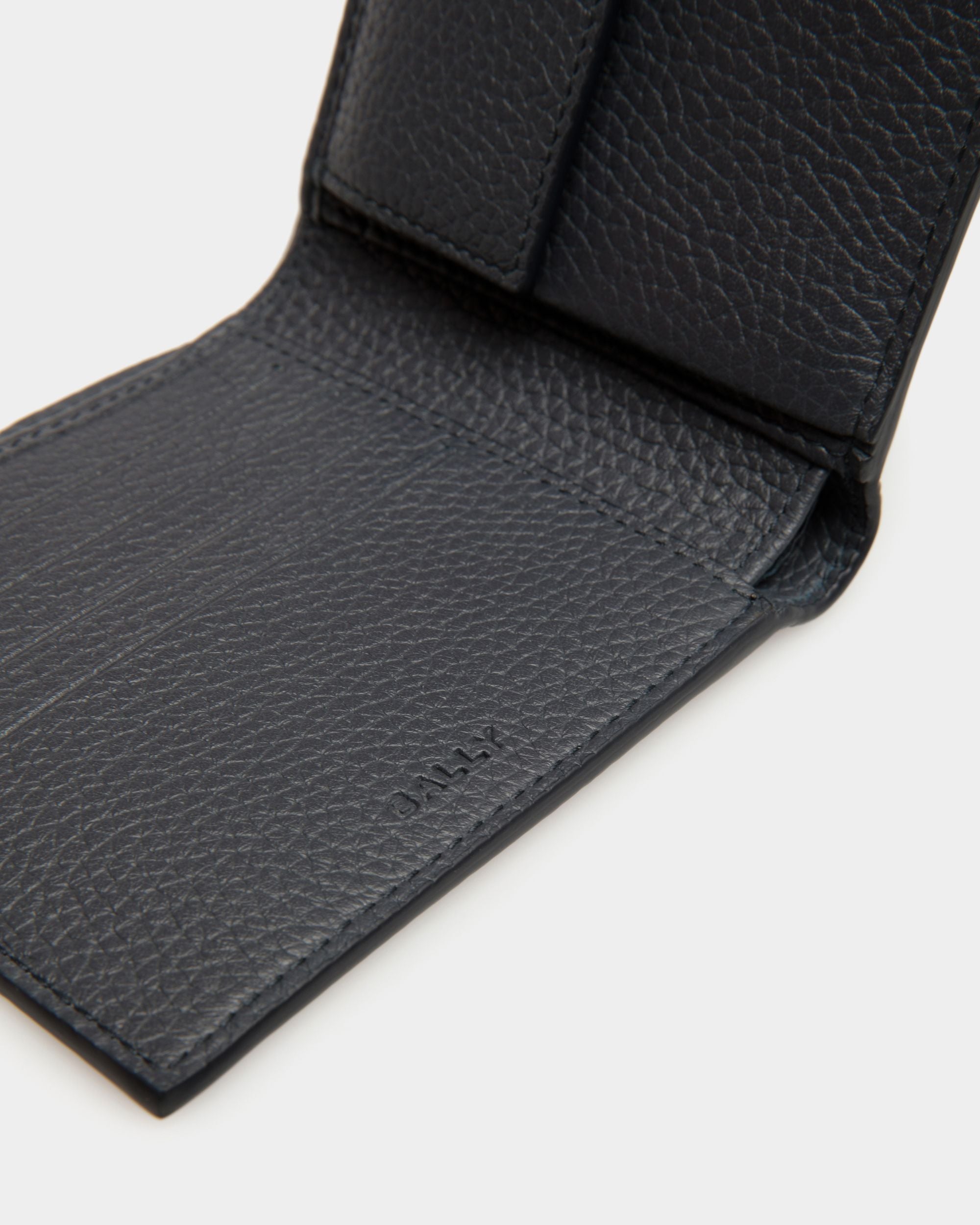 Ribbon Bifold In Navy Blue Leather - Men's - Bally - 05