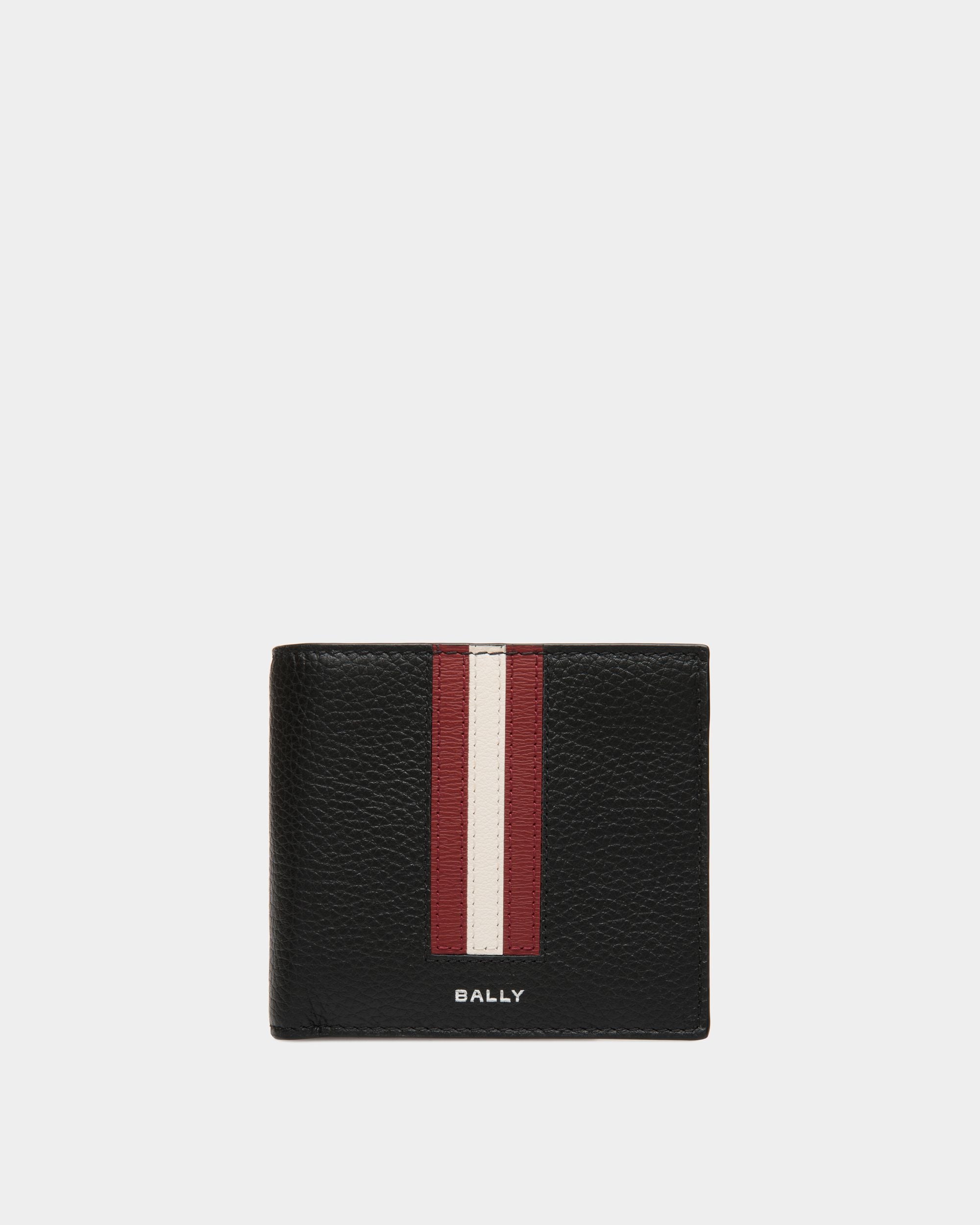 Ribbon Bifold In Black Grained Leather - Men's - Bally - 01