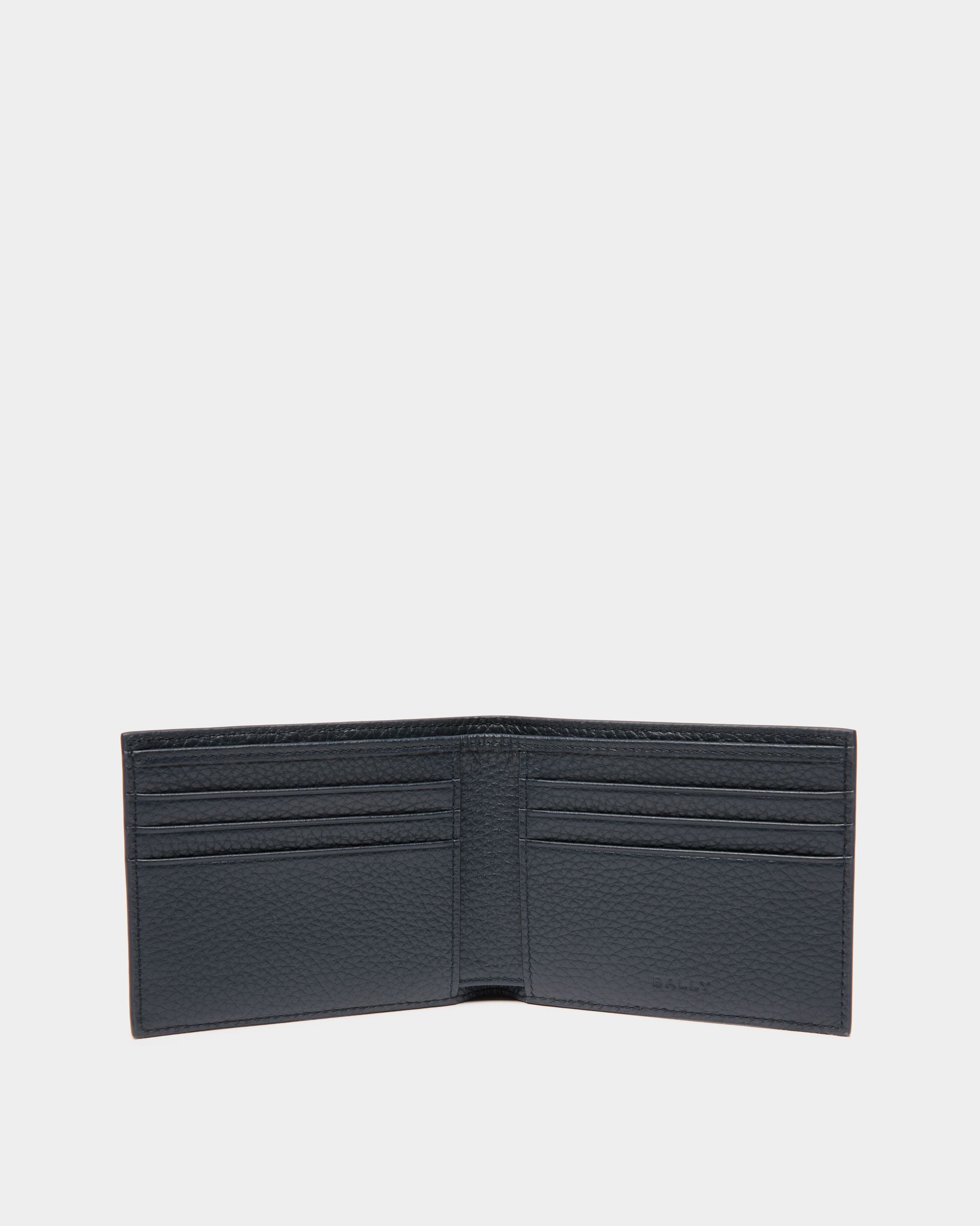 Ribbon Bifold Wallet In Navy Blue Leather - Men's - Bally - 03
