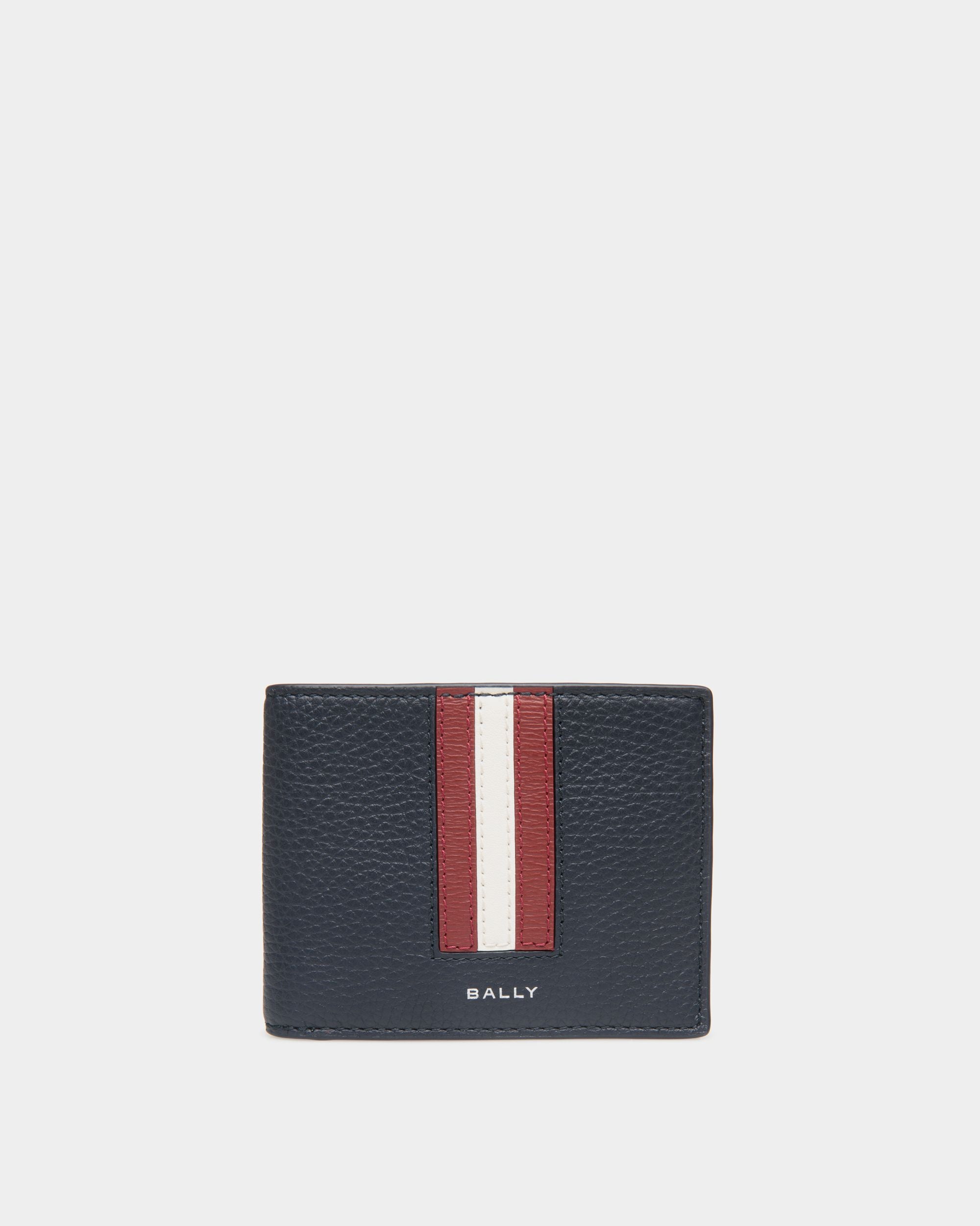 Ribbon Bifold In Navy Blue Leather - Men's - Bally - 01