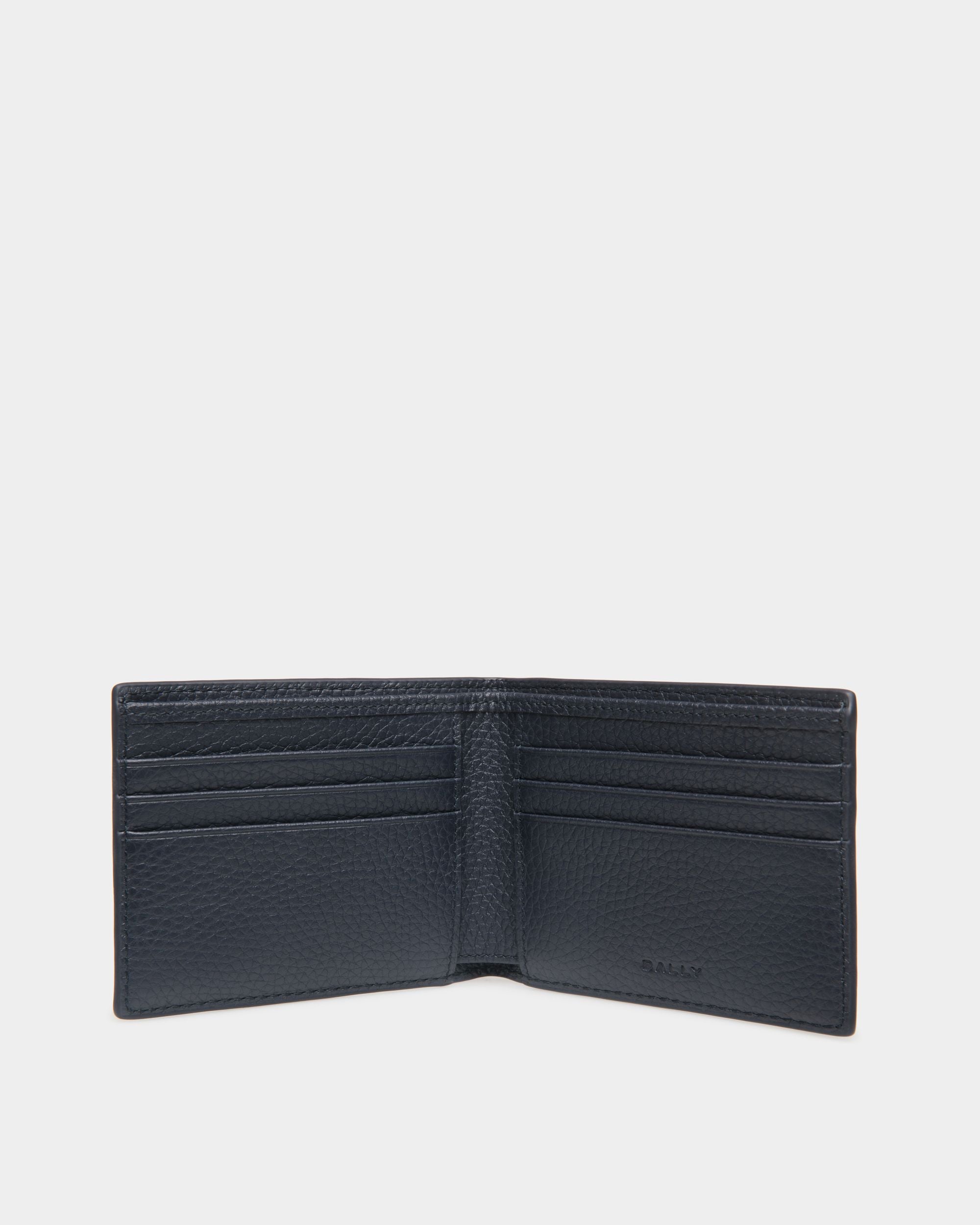 Ribbon Bifold In Navy Blue Leather - Men's - Bally - 03