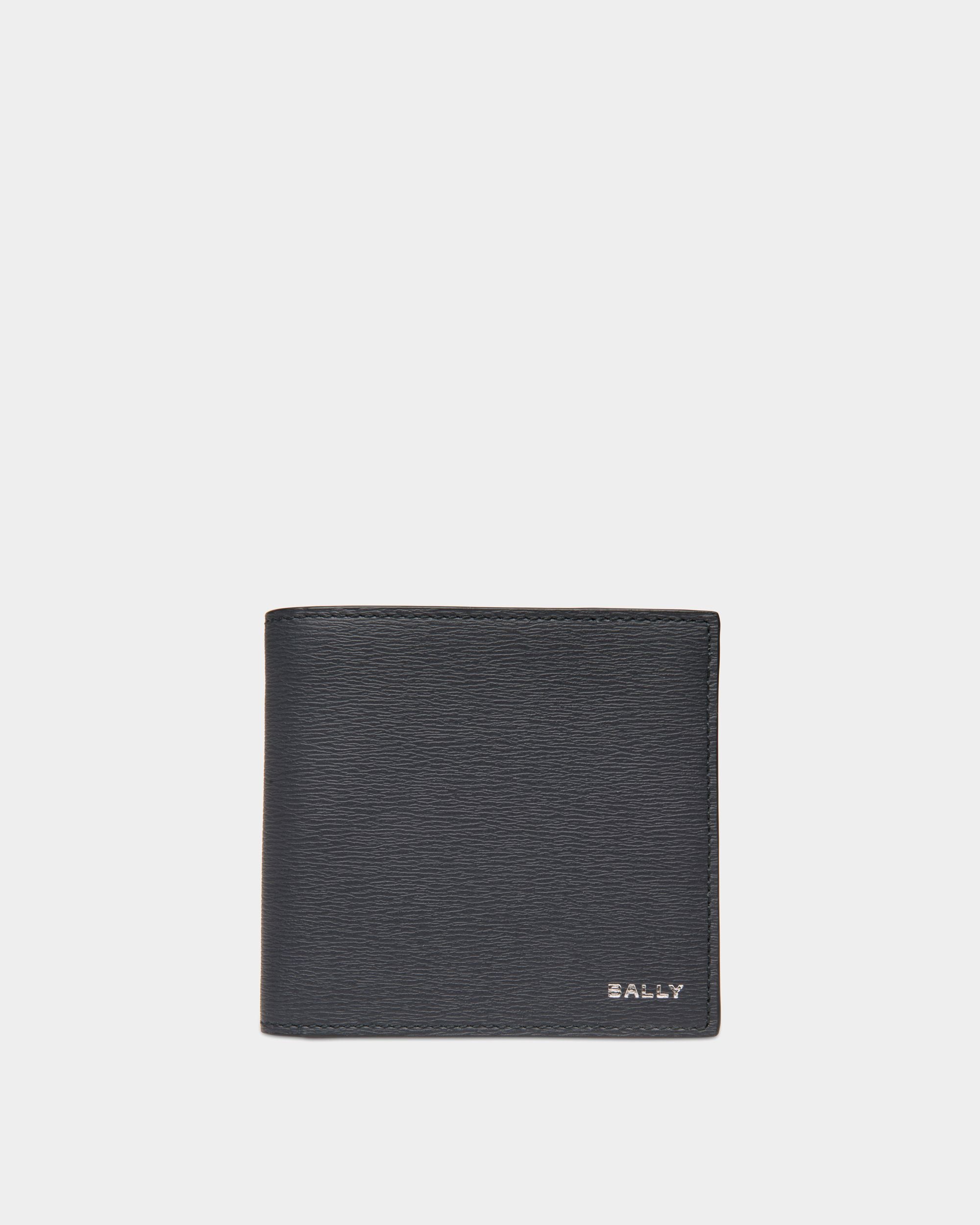 Crossing Bifold in Navy Blue Grained Leather - Men's - Bally - 01