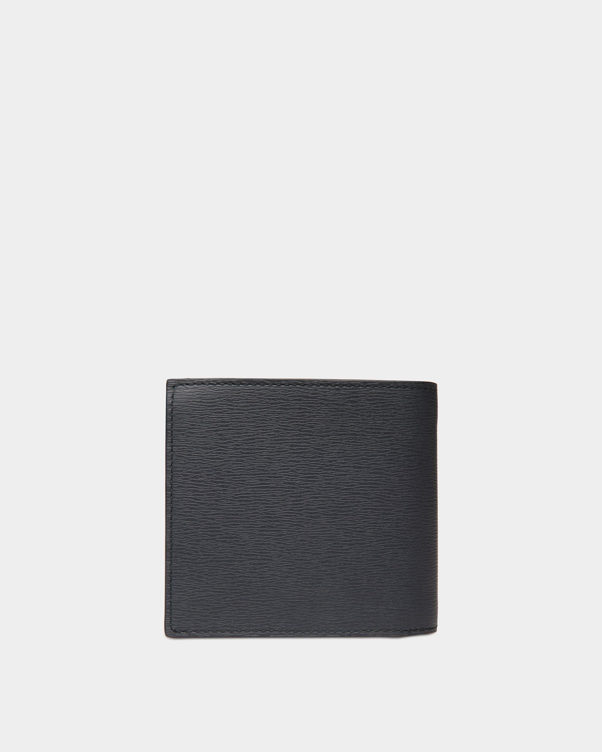 Crossing Bifold in Navy Blue Grained Leather - Men's - Bally - 02