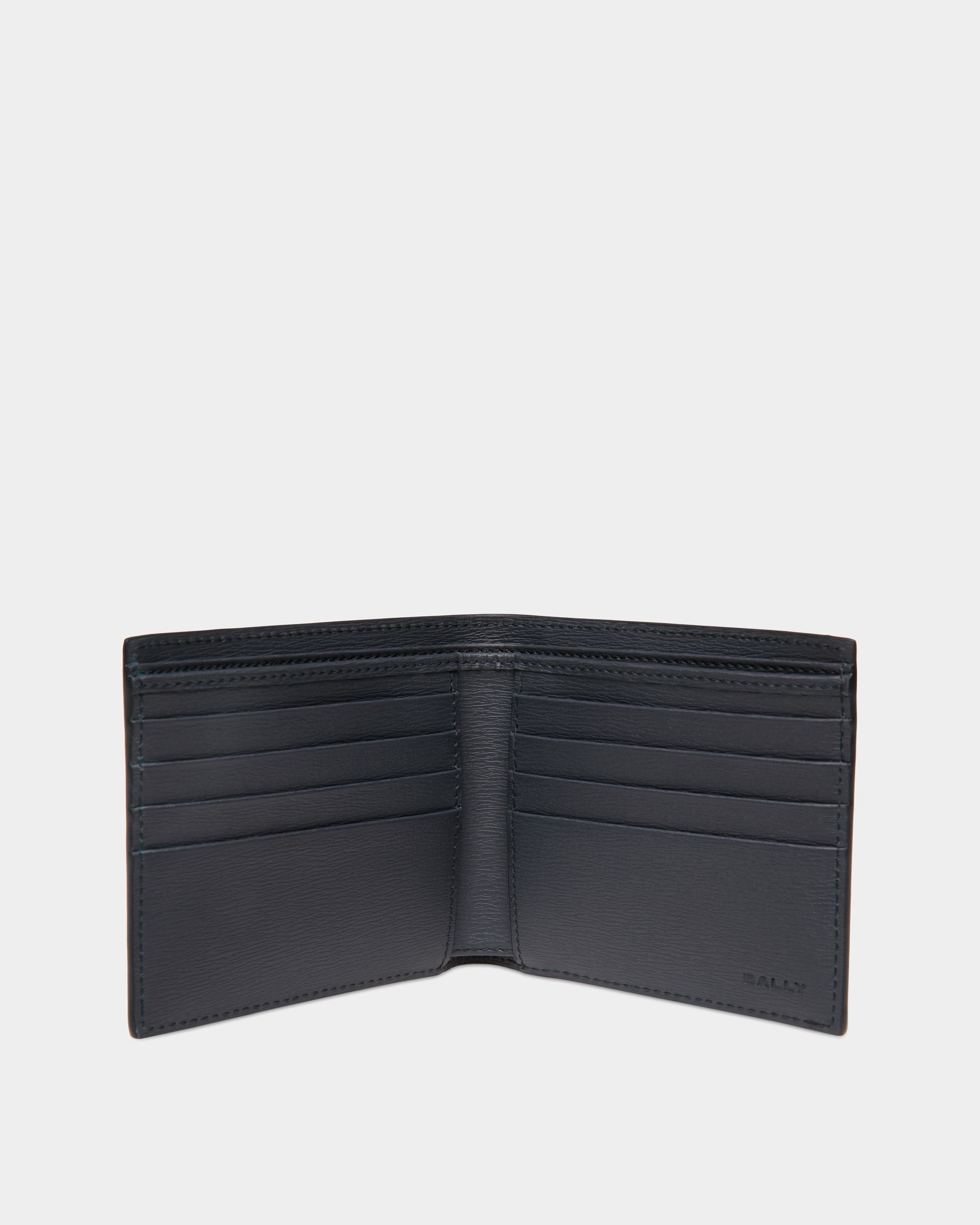Crossing Bifold in Navy Blue Grained Leather - Men's - Bally - 03