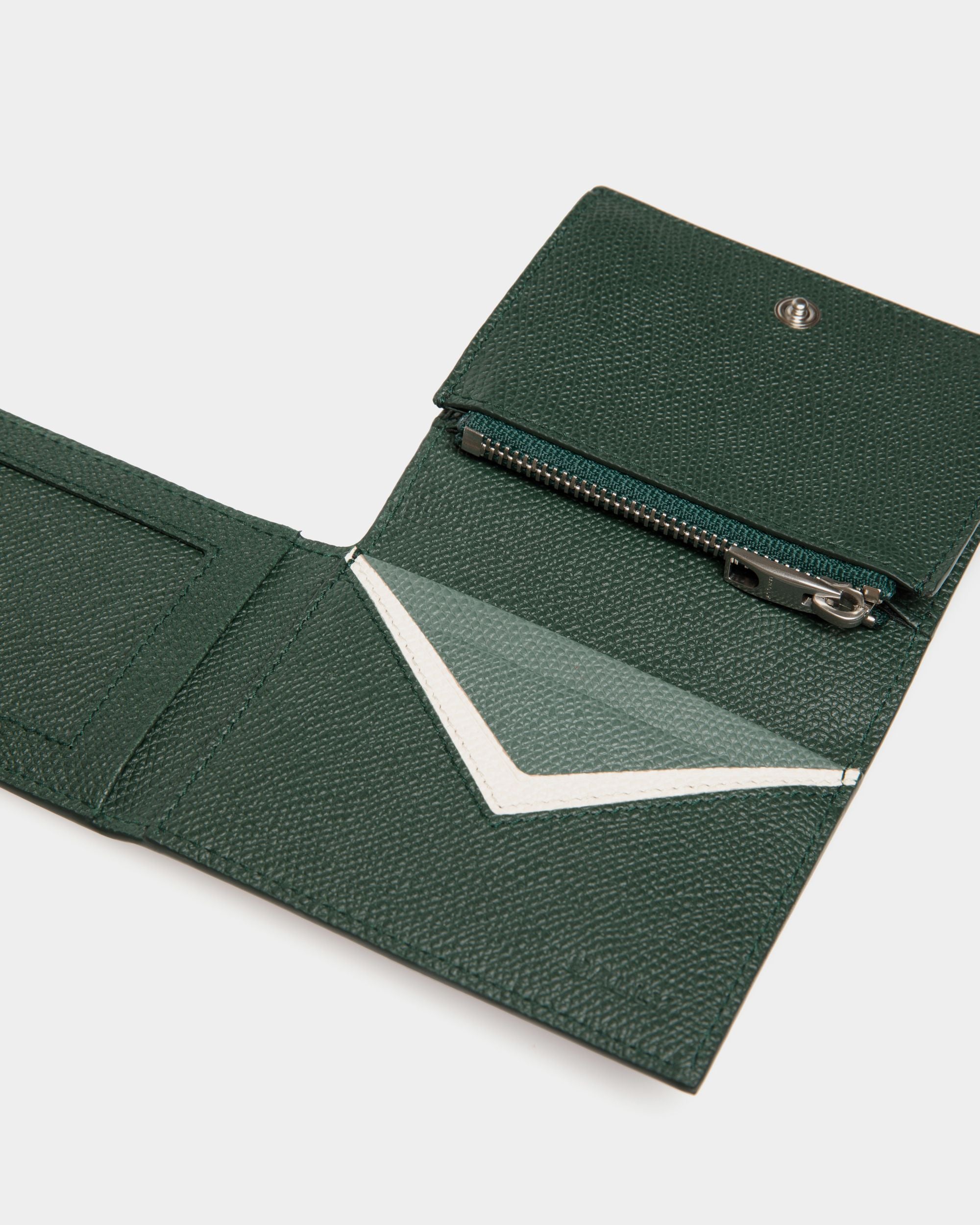 Flag Trifold in Bottle Green Leather - Men's - Bally - 04