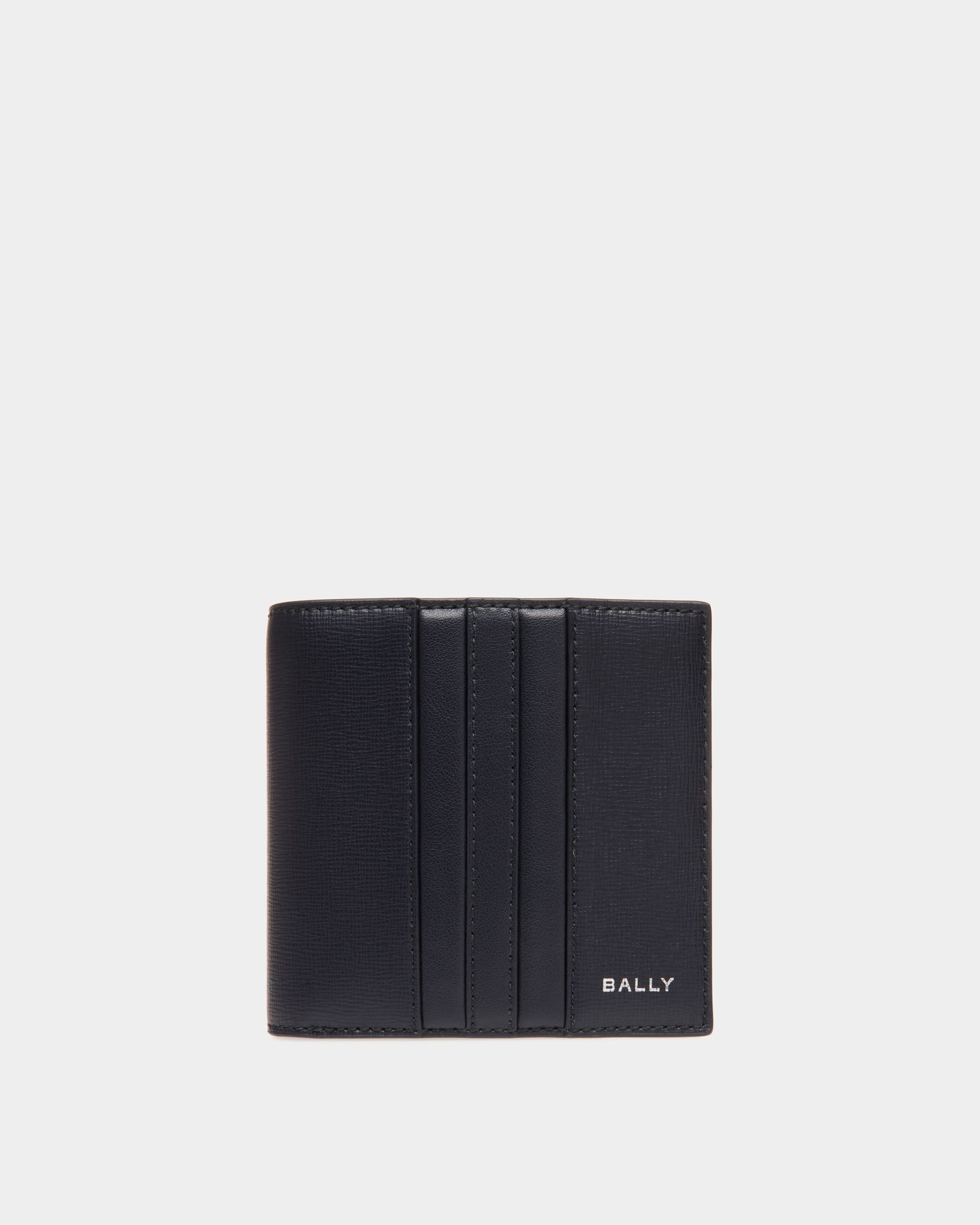 Mythos Bifold Wallet in Navy Blue Recycled Leather - Men's - Bally - 01