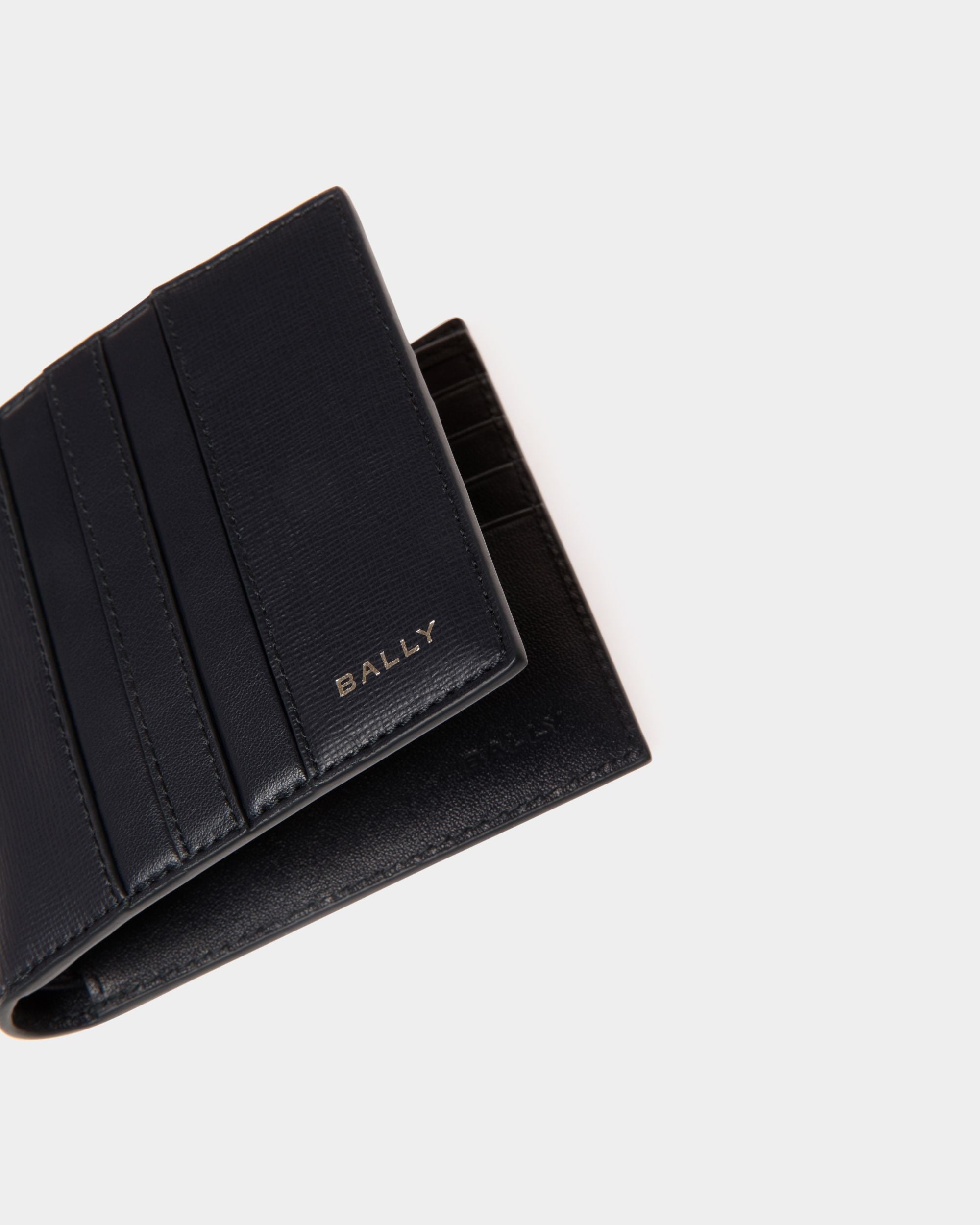 Mythos Bifold Wallet in Navy Blue Recycled Leather - Men's - Bally - 04