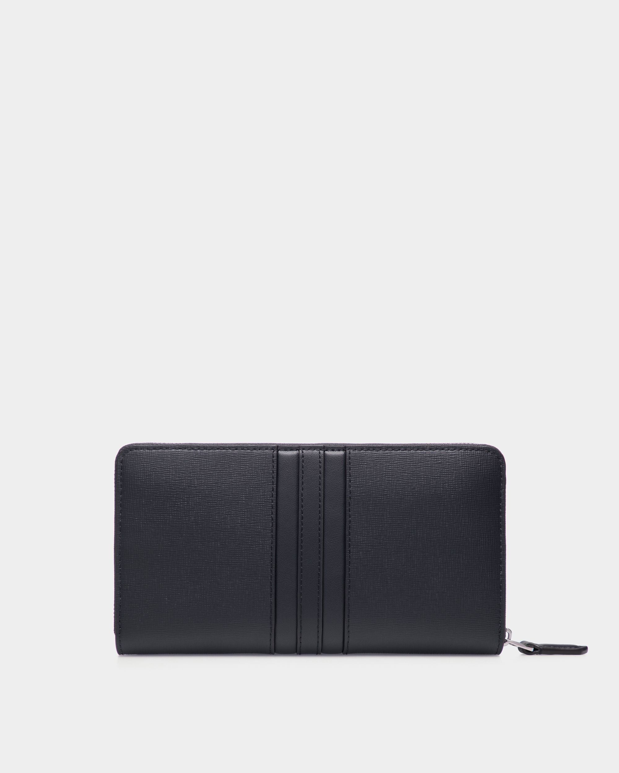 Mythos Zip Around Wallet in Navy Blue Recycled Leather - Men's - Bally - 02