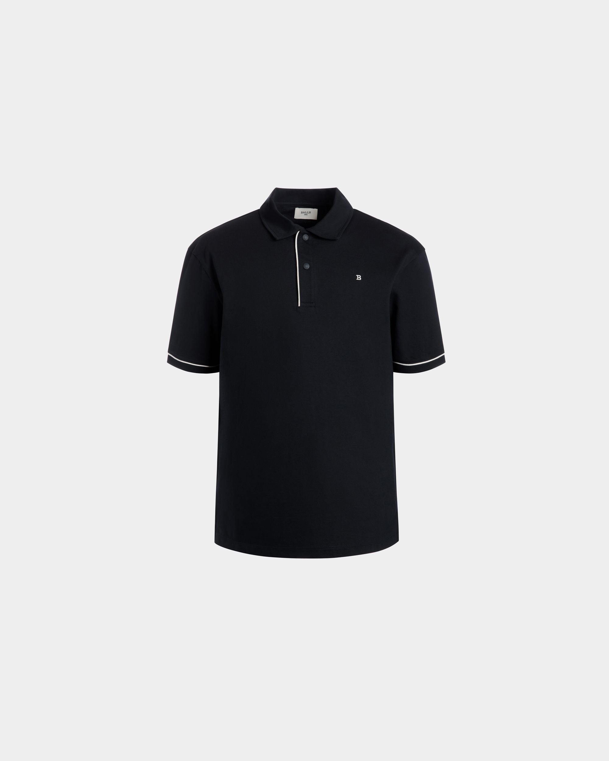 Polo Shirt in Blue Piqué-Knit Cotton - Men's - Bally - 01