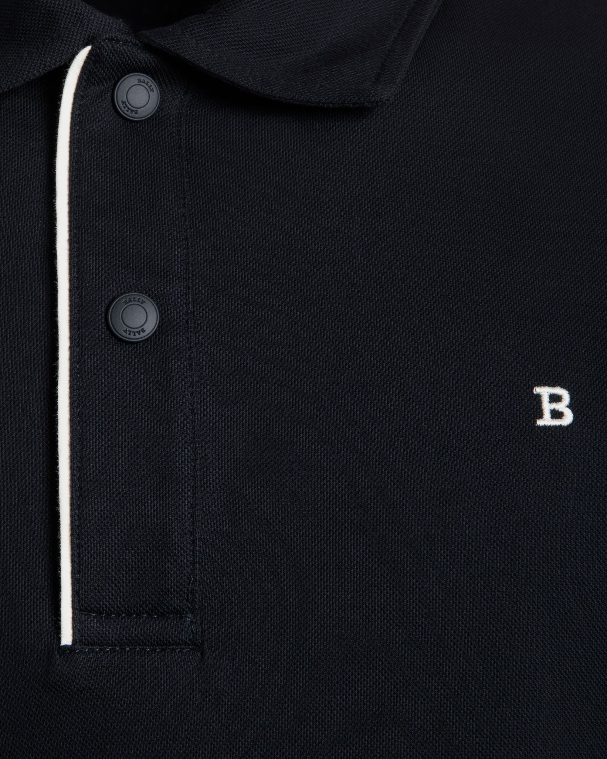 Polo Shirt in Blue Piqué-Knit Cotton - Men's - Bally - 02