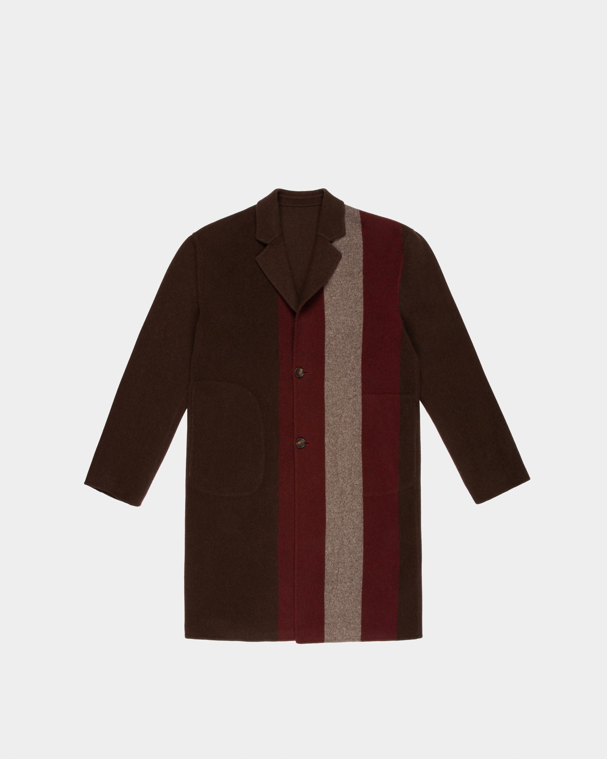 Wool Mix Coat In Ebony Brown - Men's - Bally - 01