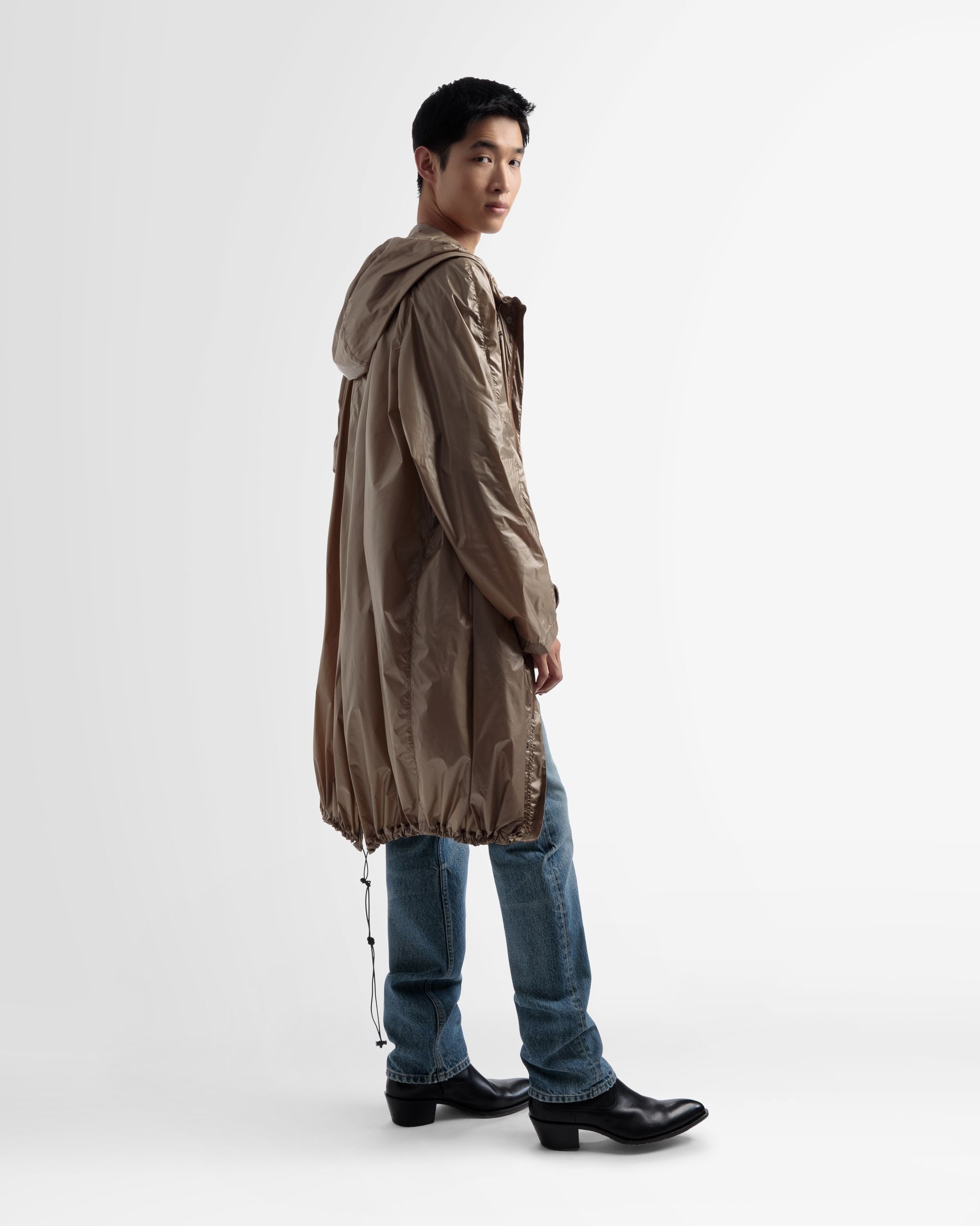 Waterproof Hooded Cape In Desert Tech Fabric - Men's - Bally - 04