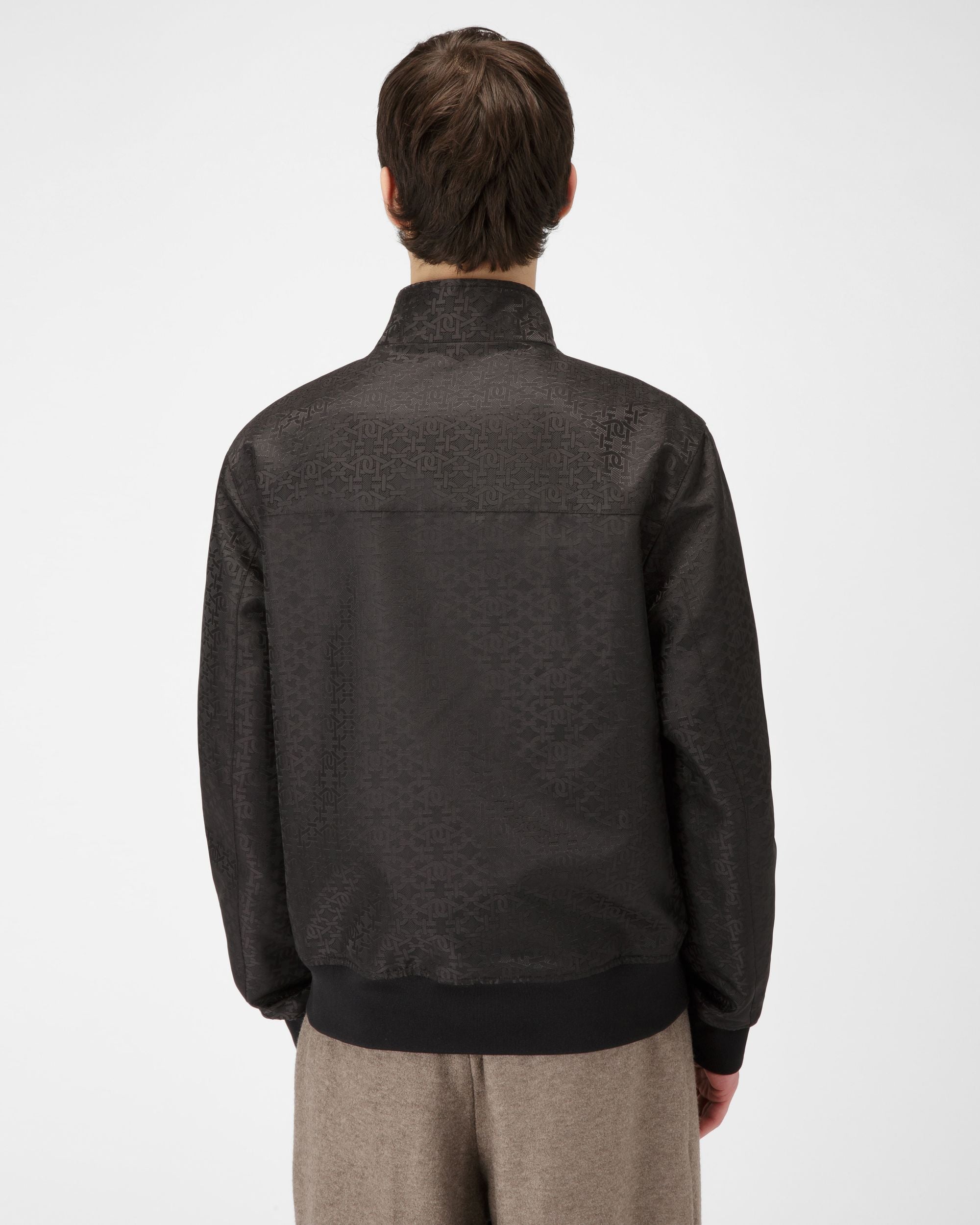 Recycled Nylon Bomber Jacket In Black And Navy - Men's - Bally - 03