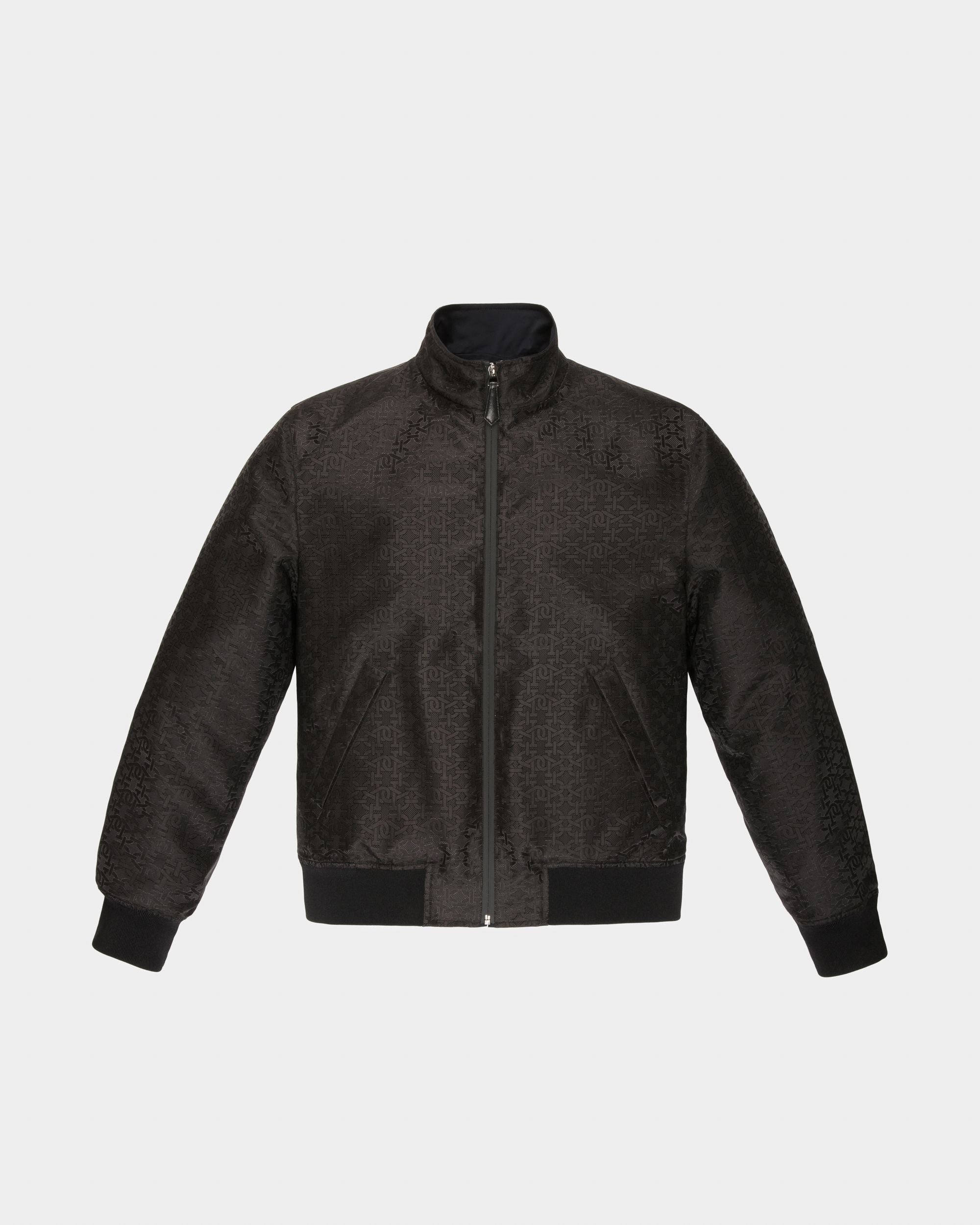 Recycled Nylon Bomber Jacket In Black And Navy - Men's - Bally - 04