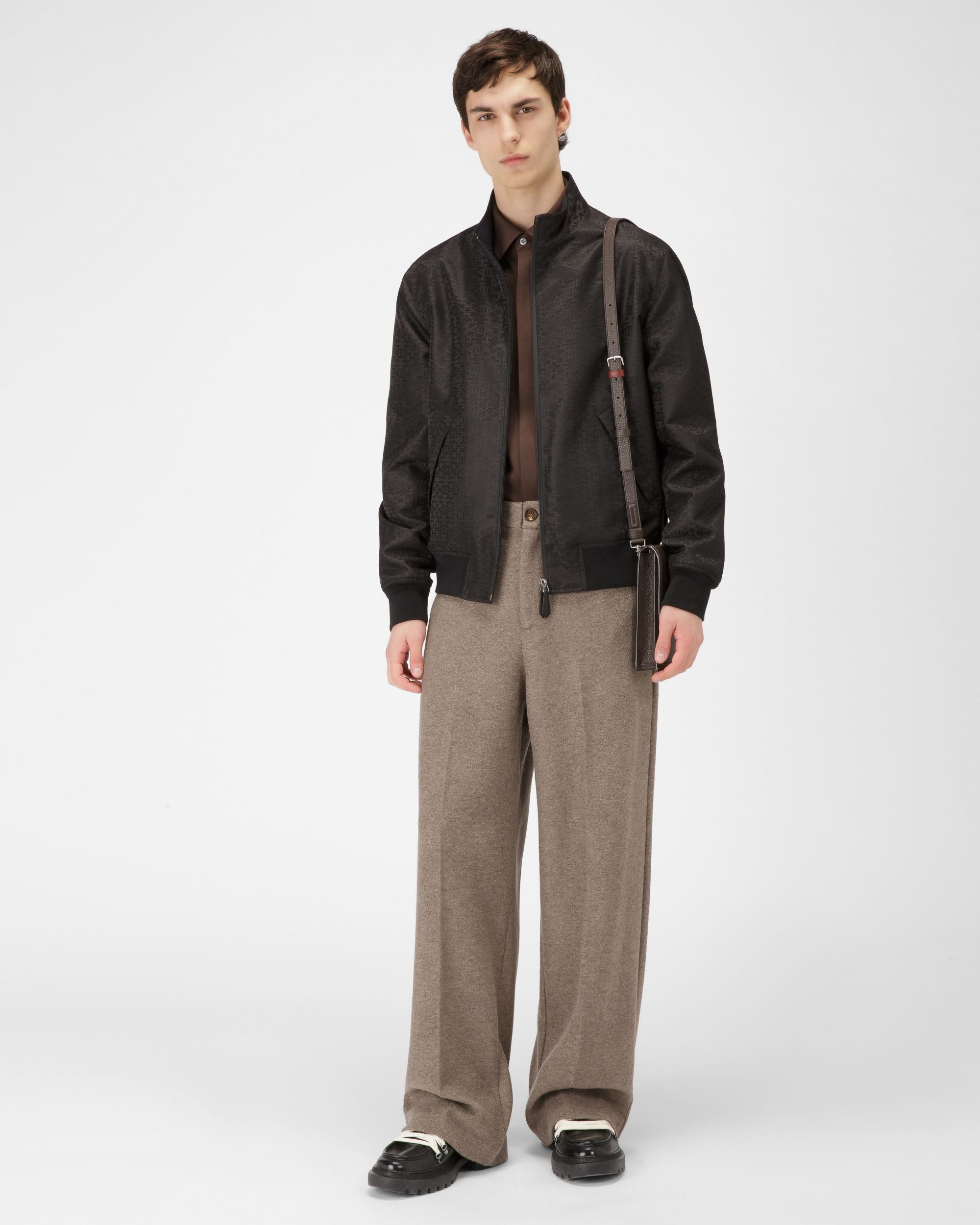 Recycled Nylon Bomber Jacket In Black And Navy - Men's - Bally - 05
