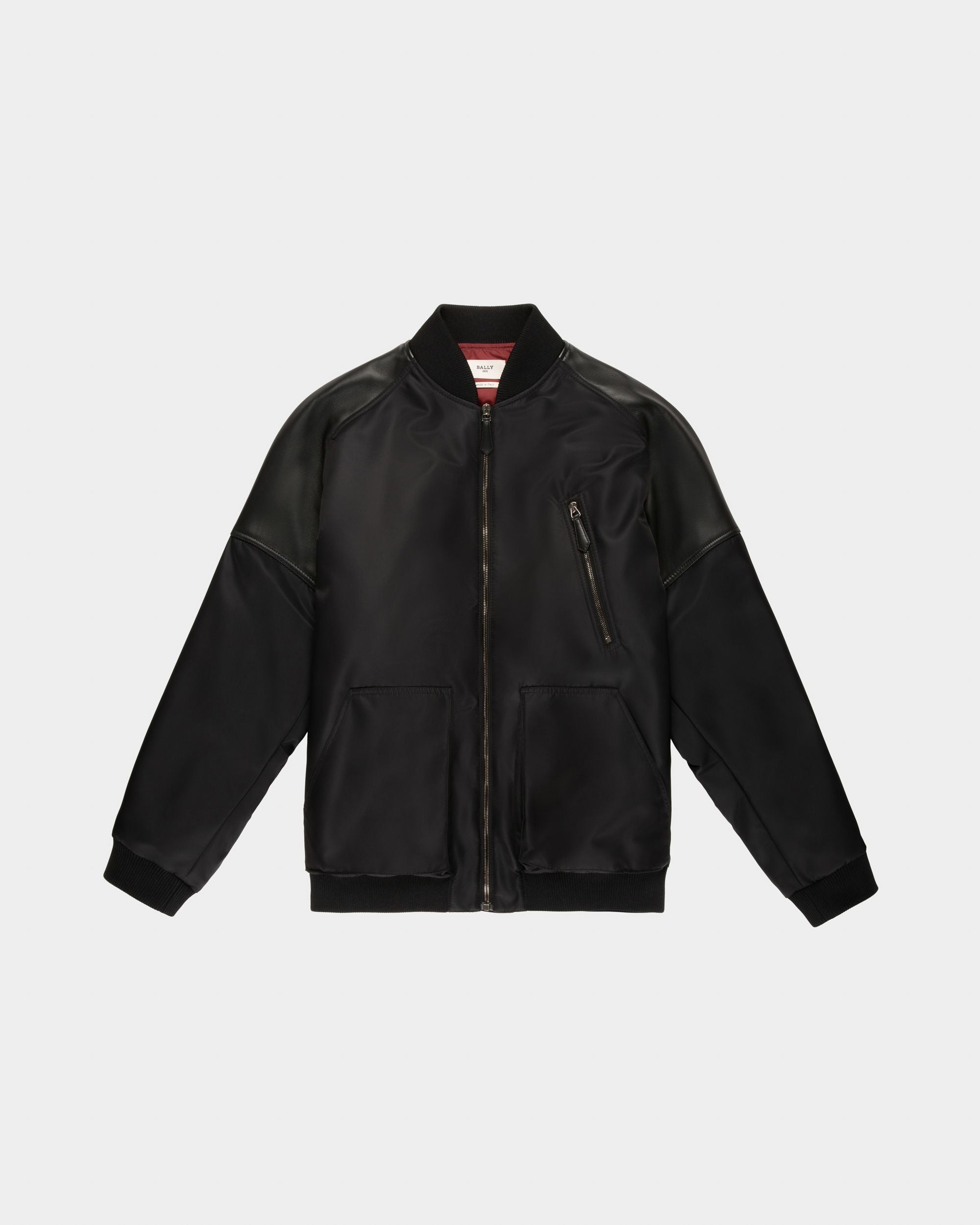 Recycled Nylon Bomber Jacket In Black - Men's - Bally - 04