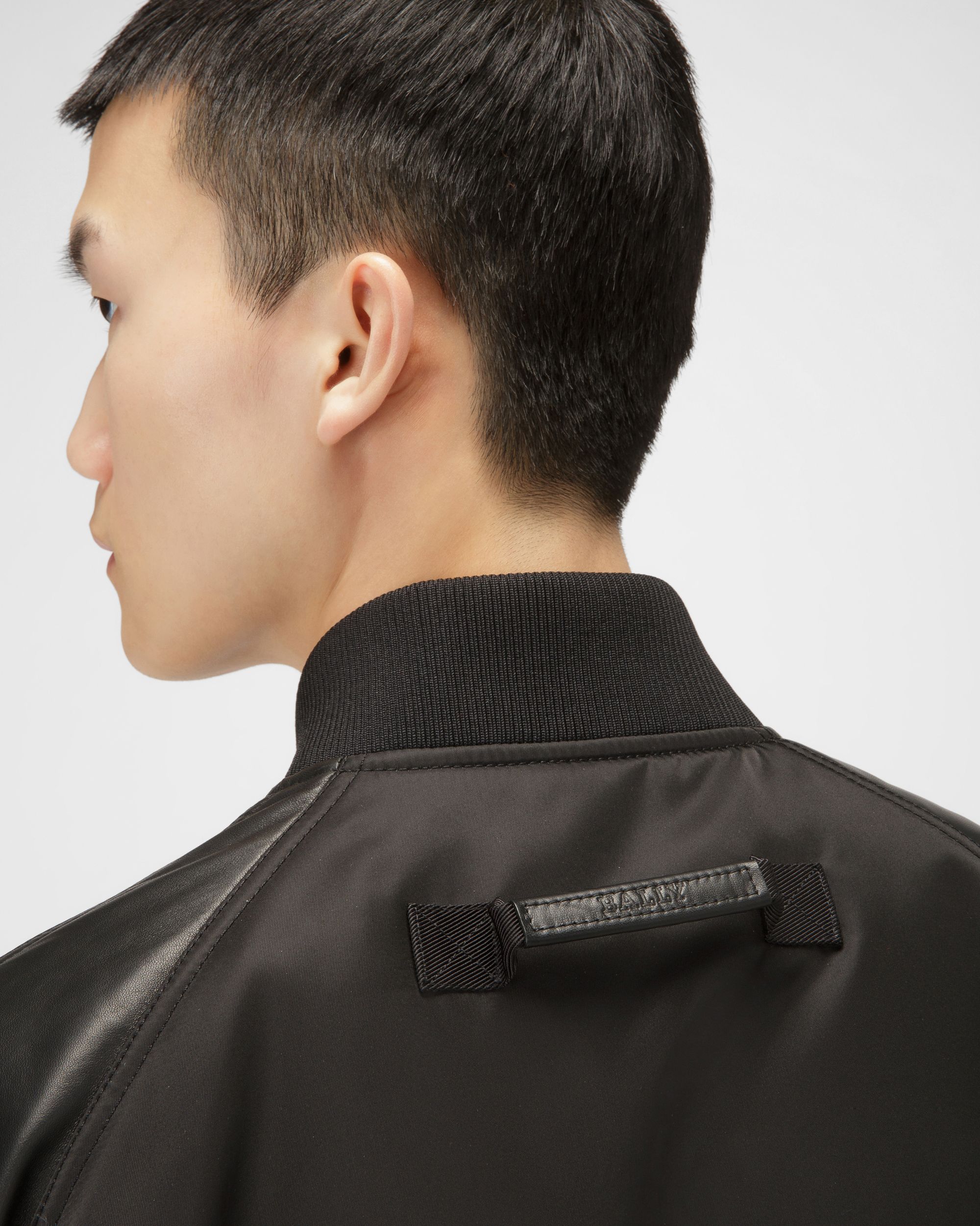 Recycled Nylon Bomber Jacket In Black - Men's - Bally - 05