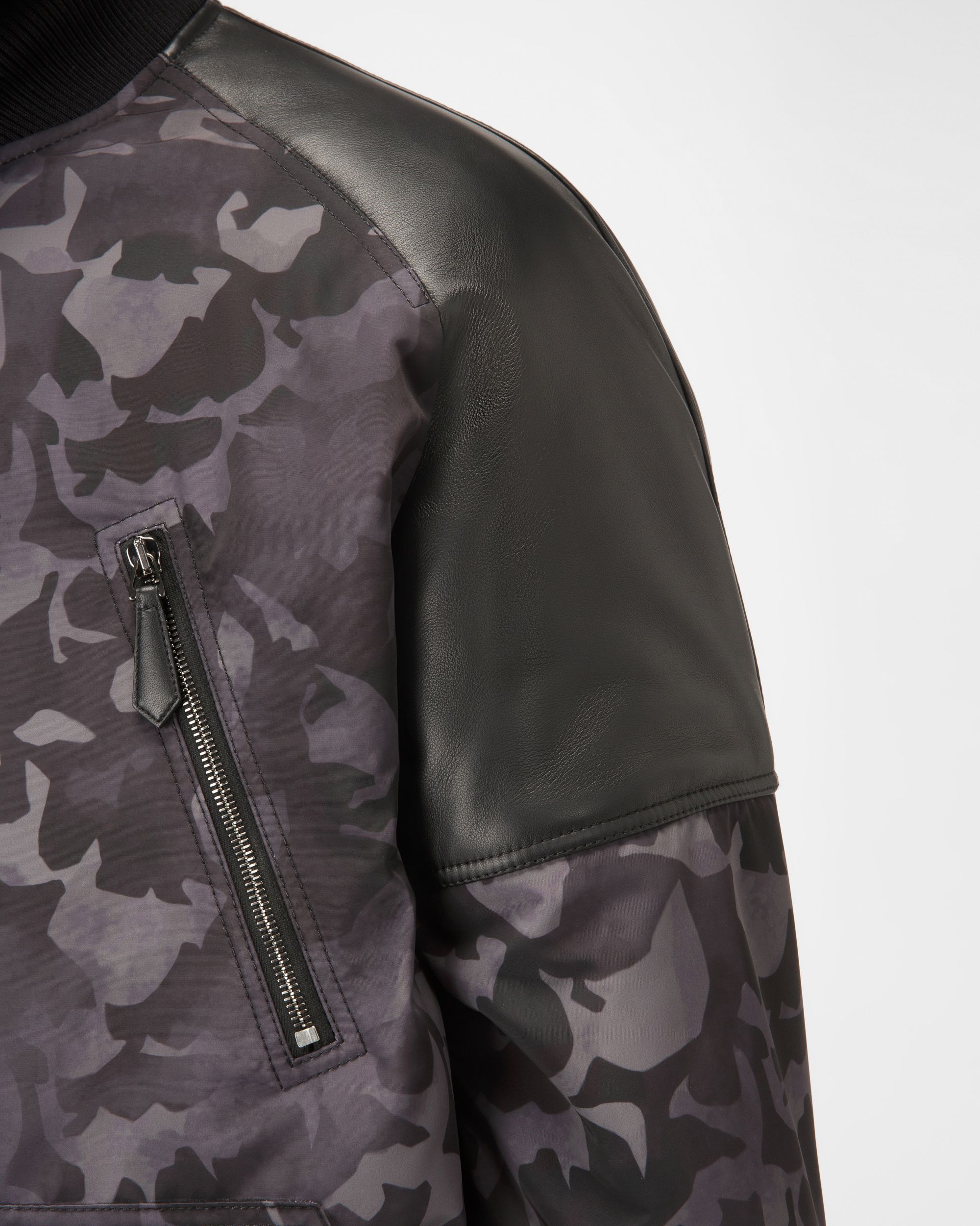 Recycled Nylon Bomber Jacket In Black - Men's - Bally - 02