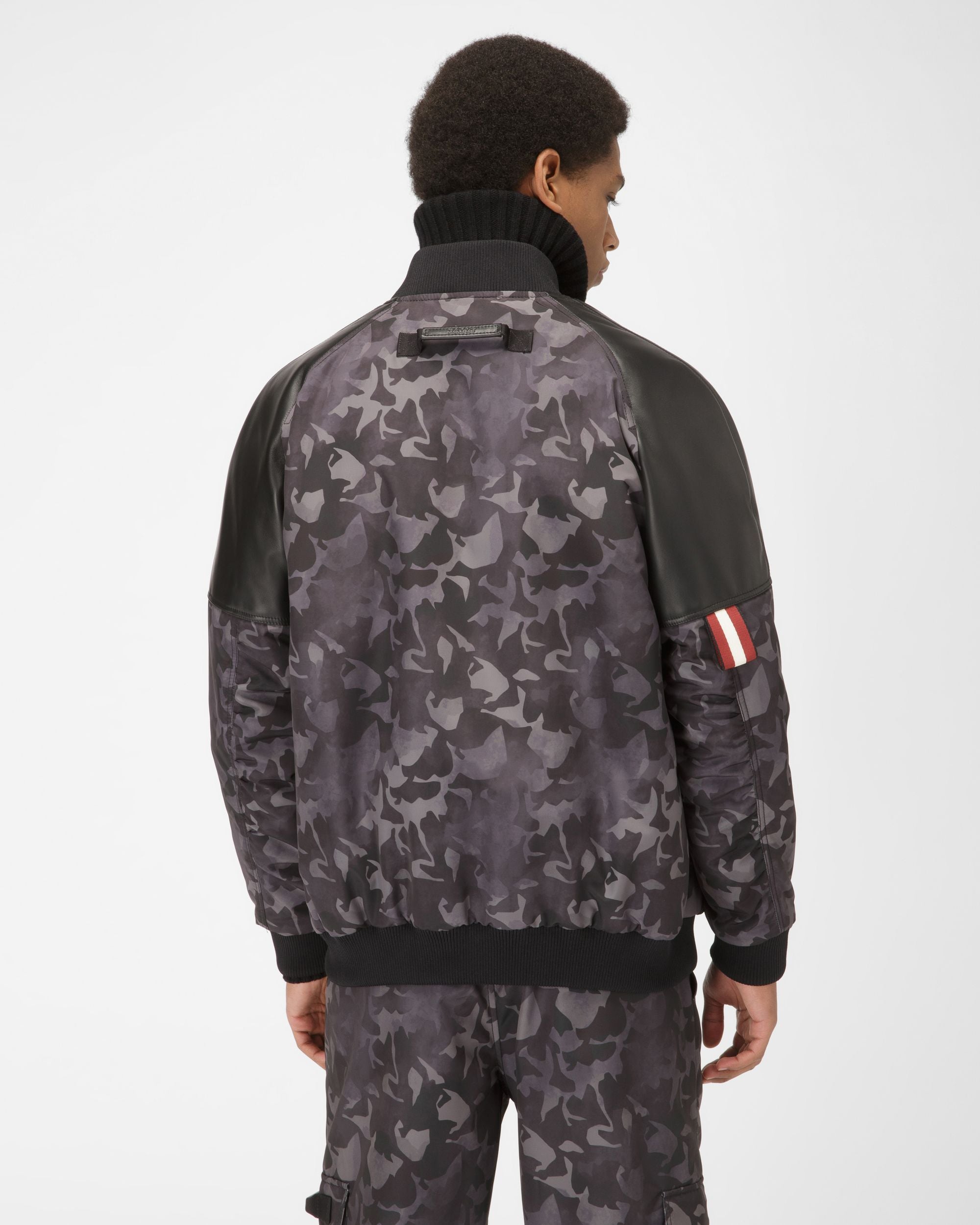 Recycled Nylon Bomber Jacket In Black - Men's - Bally - 03