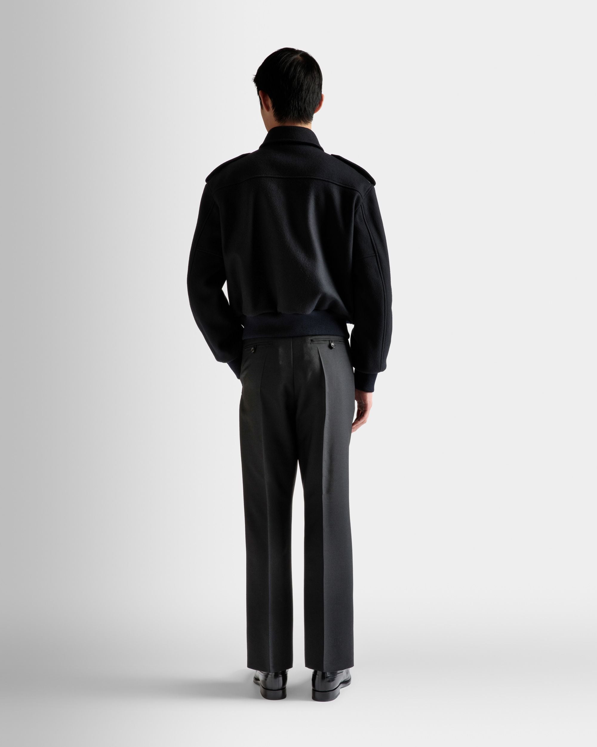 Bomber Jacket In Navy Wool Mix - Men's - Bally - 06
