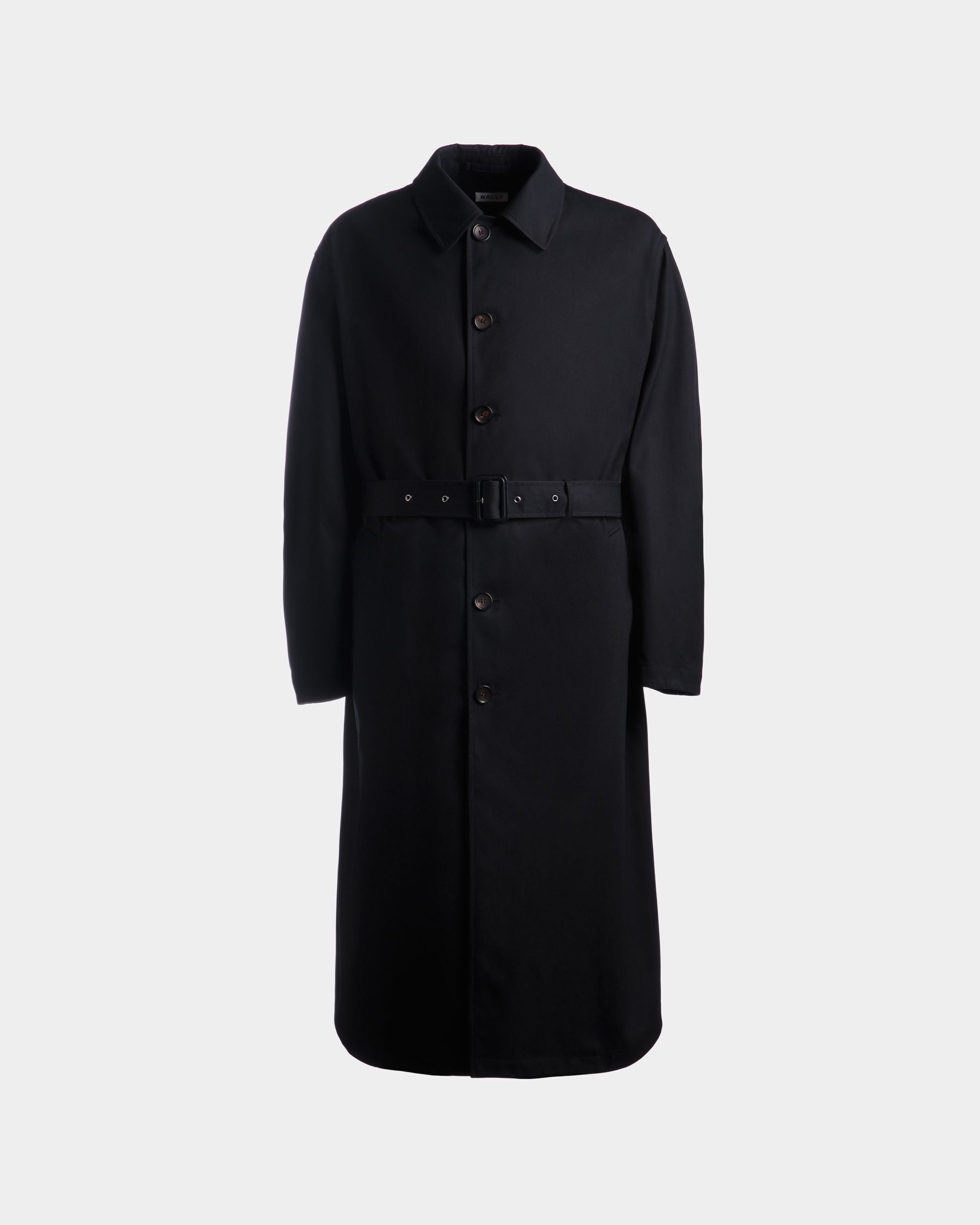 Trench Coat in Navy Blue Mix Cotton - Men's - Bally - 01