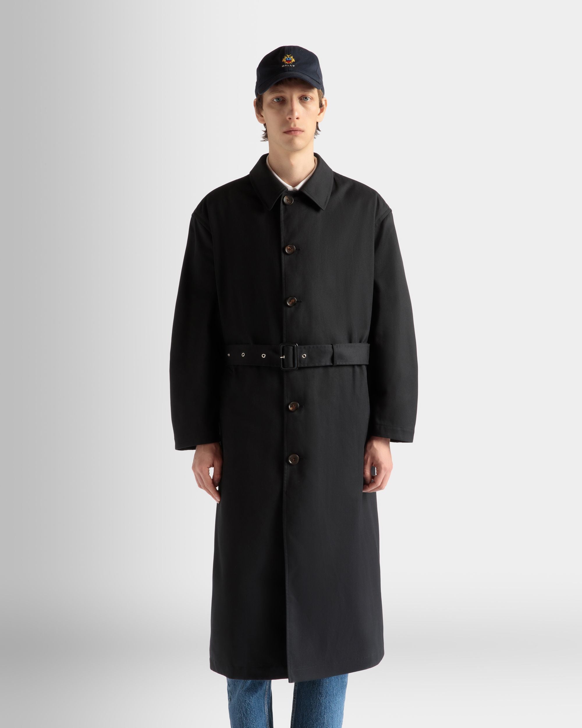 Trench Coat in Navy Blue Mix Cotton - Men's - Bally - 03