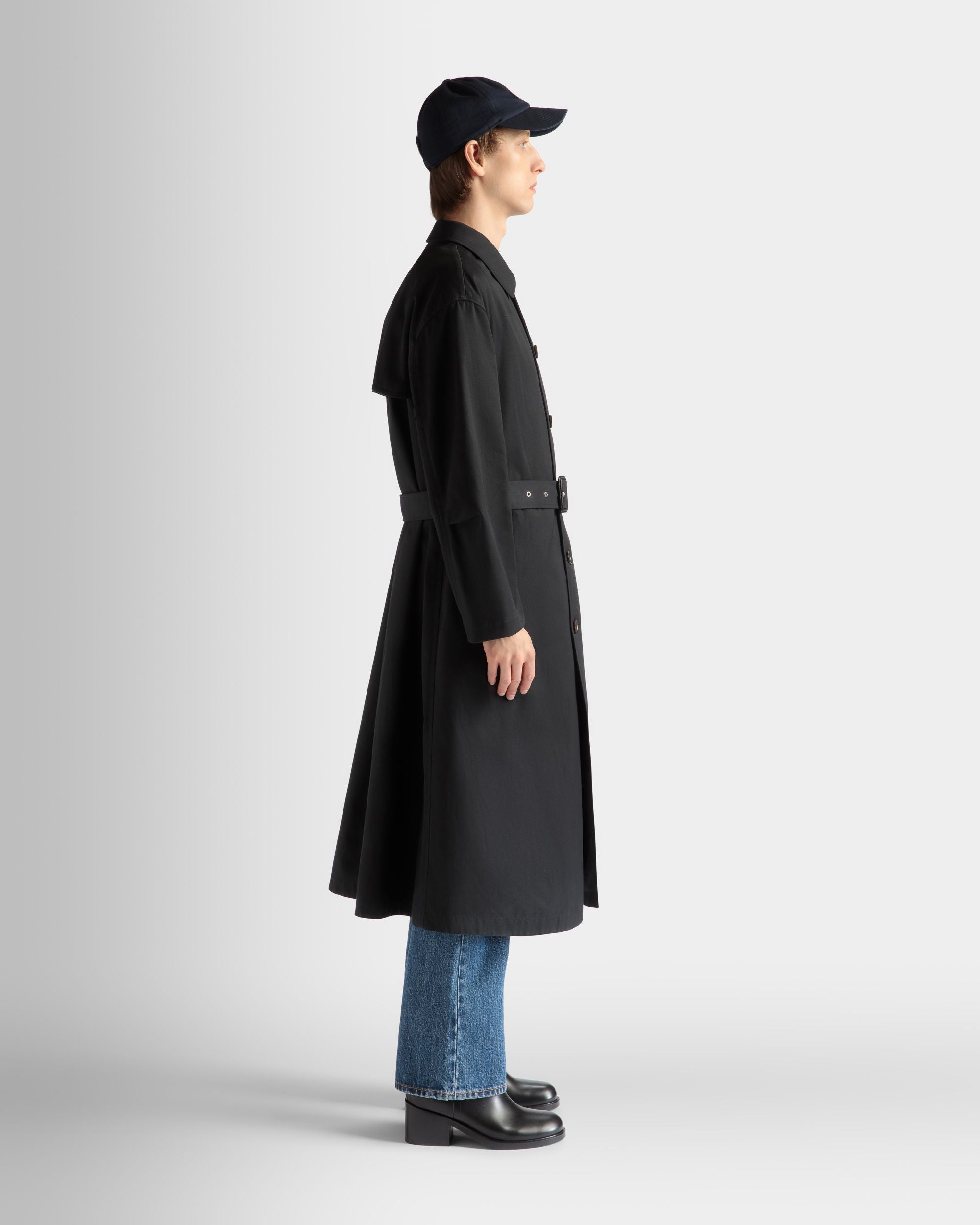 Trench Coat in Navy Blue Mix Cotton - Men's - Bally - 05