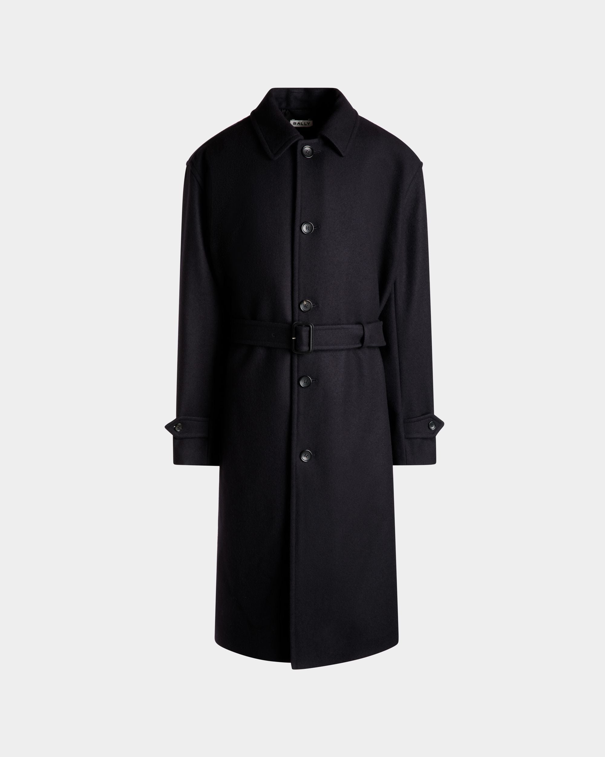 Single-breasted Coat In Navy Blue Wool Blend - Men's - Bally - 01