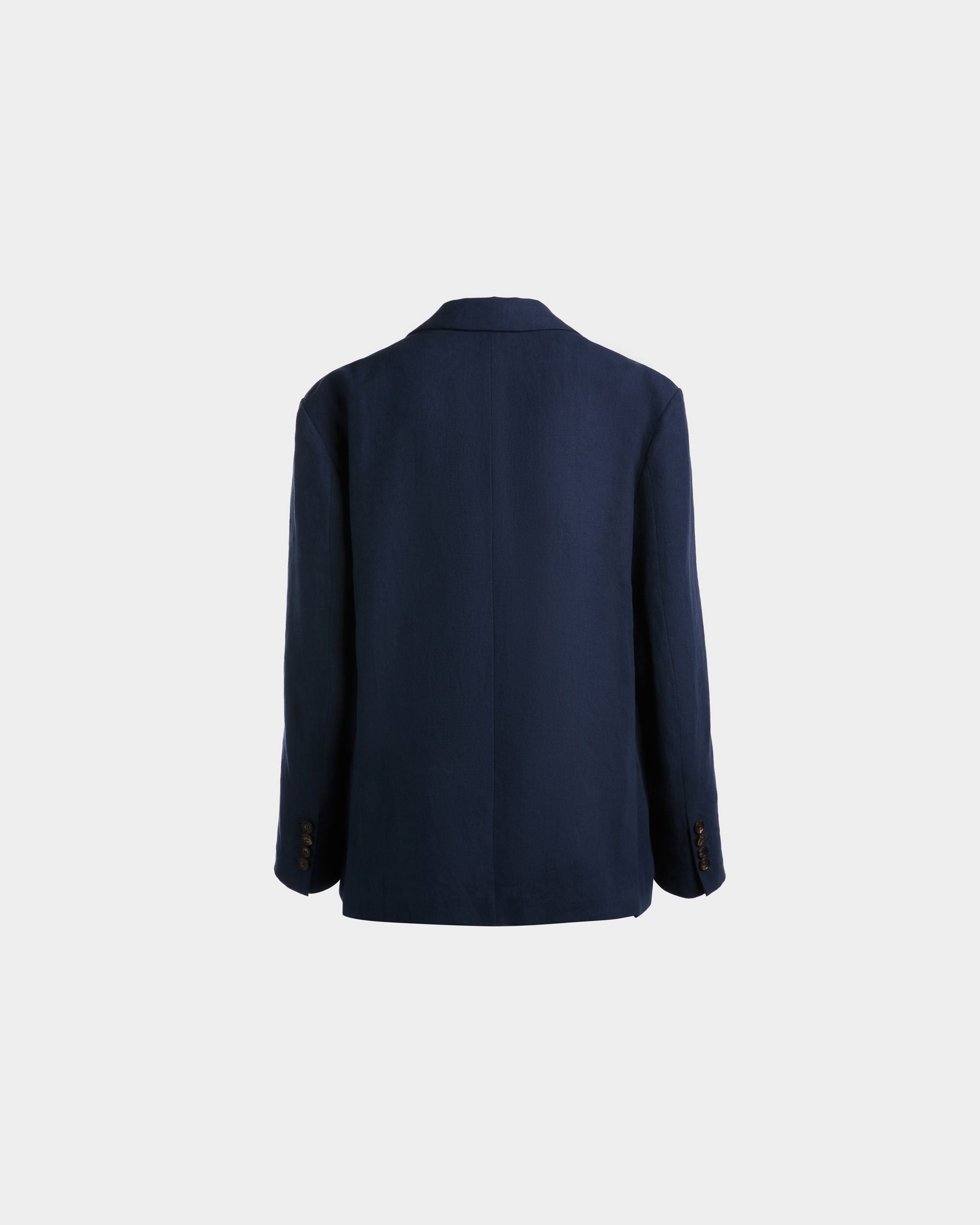 Jacket in Navy Blue Linen - Men's - Bally - 03