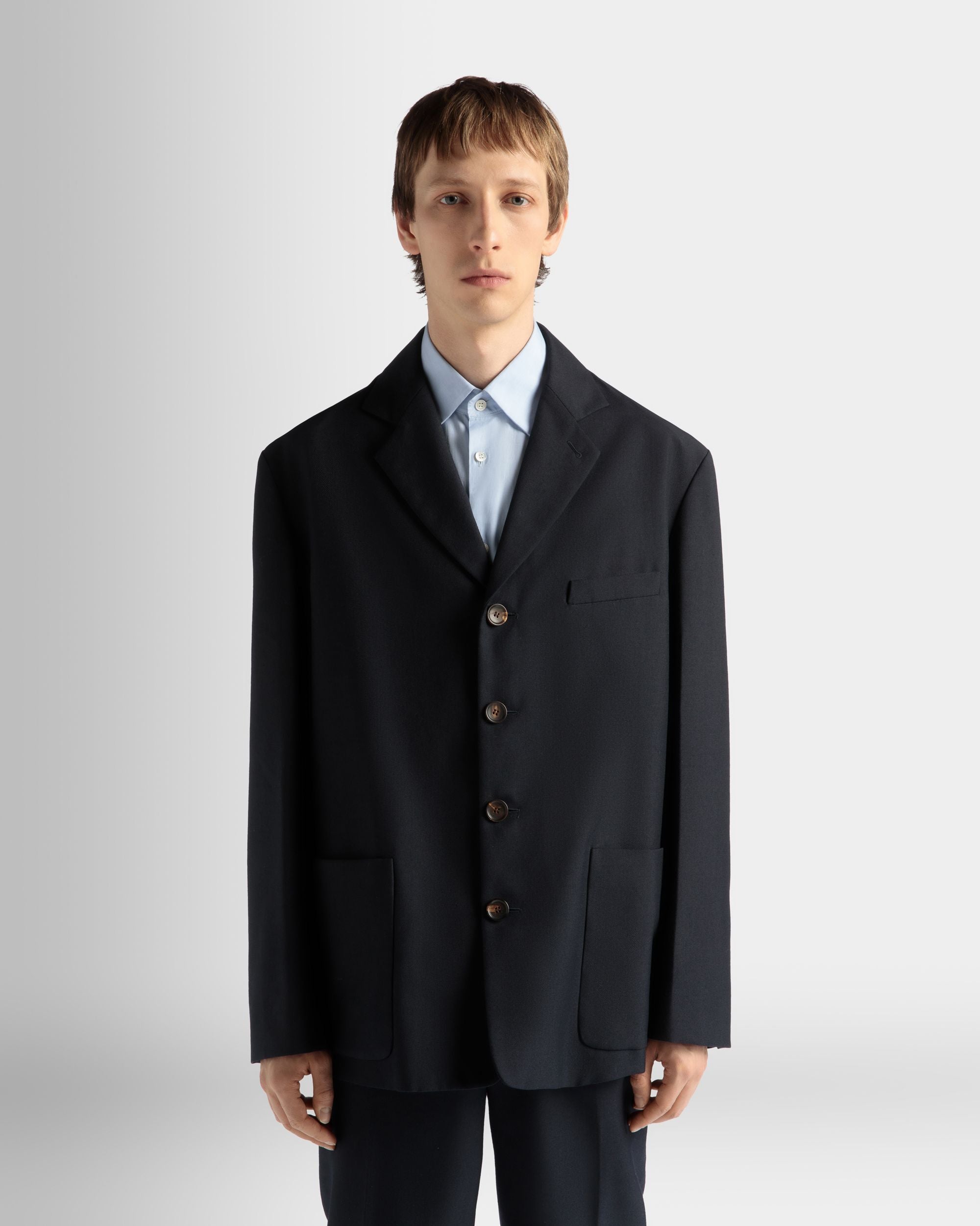 Jacket in Navy Blue Wool Blend - Men's - Bally - 03