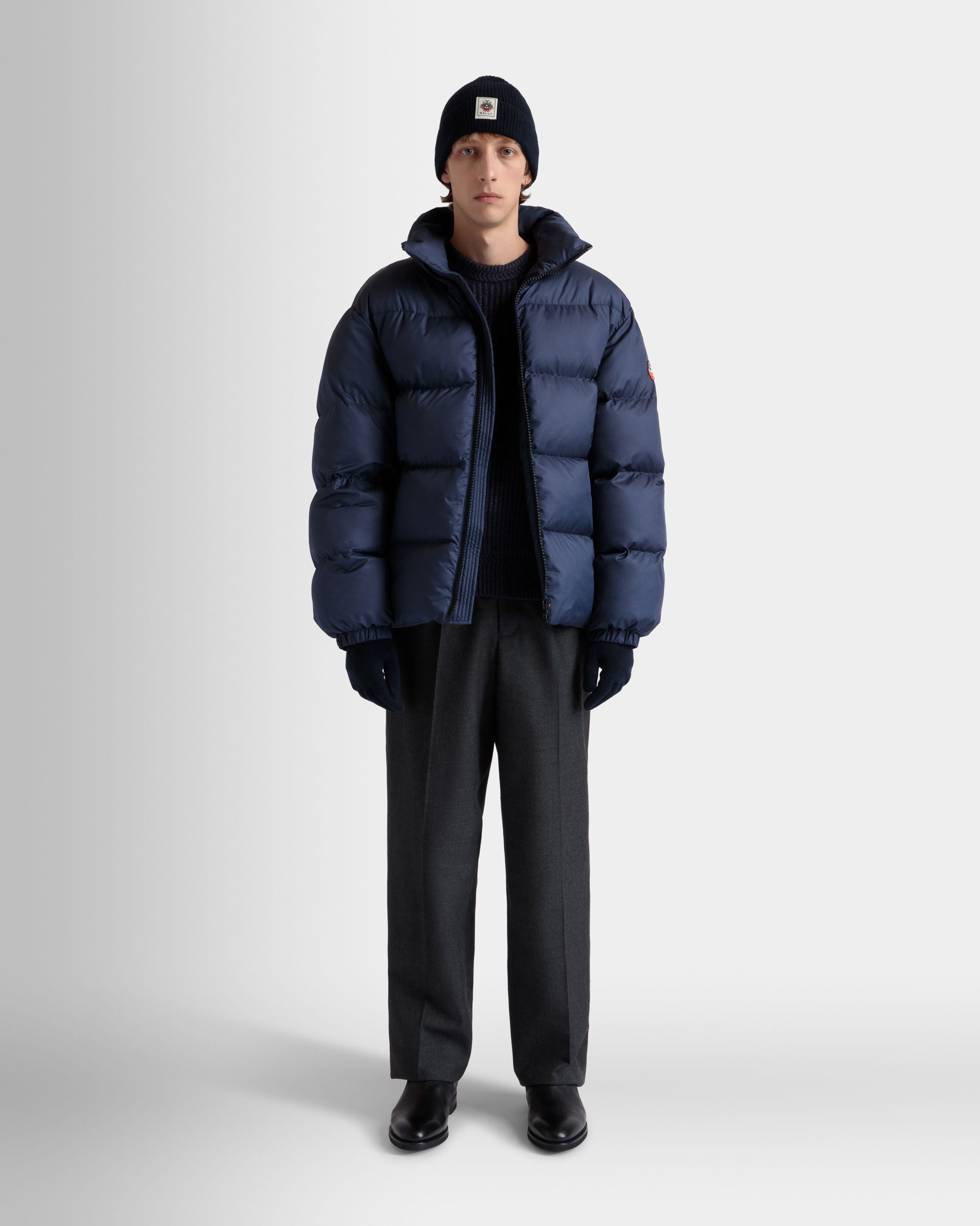 Puffer Jacket in Navy Blue Nylon - Men's - Bally - 02