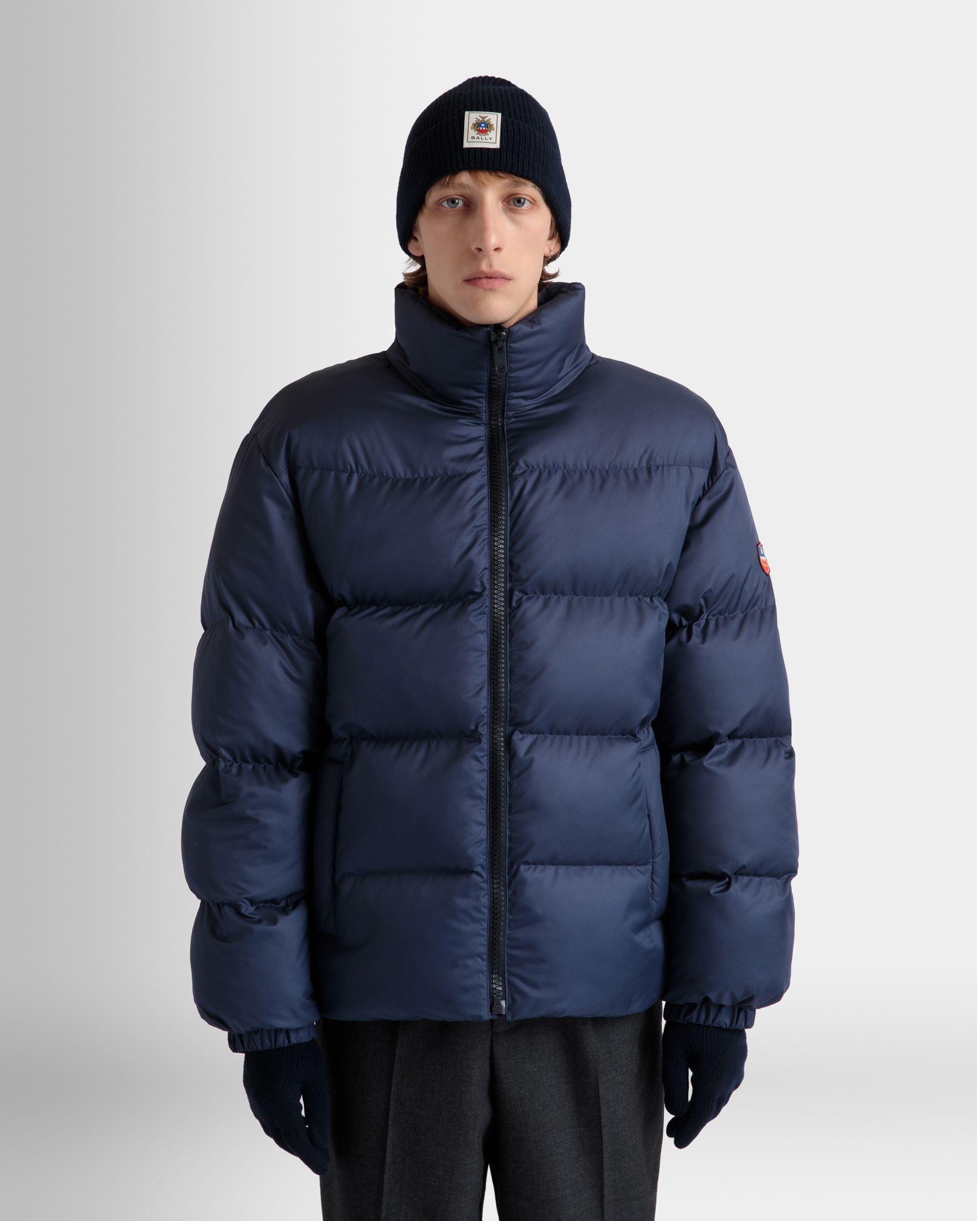 Puffer Jacket in Navy Blue Nylon - Men's - Bally - 03