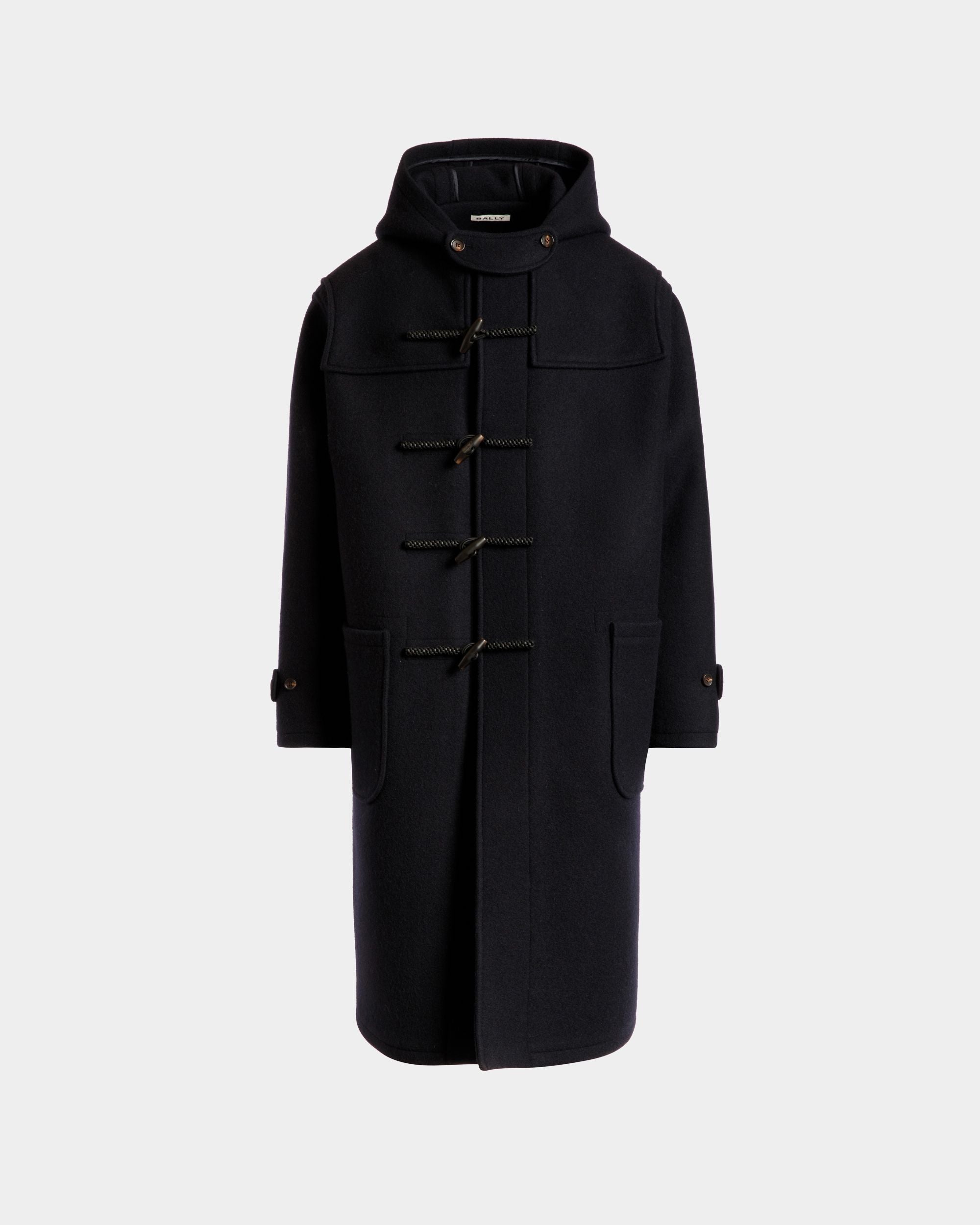 Duffel Coat In Navy Blue Wool - Men's - Bally - 01