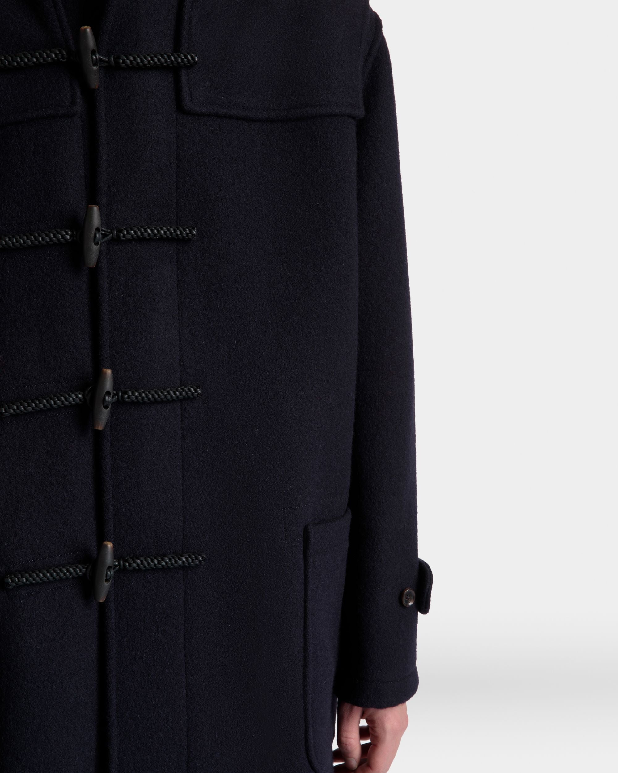 Duffel Coat In Navy Blue Wool - Men's - Bally - 04