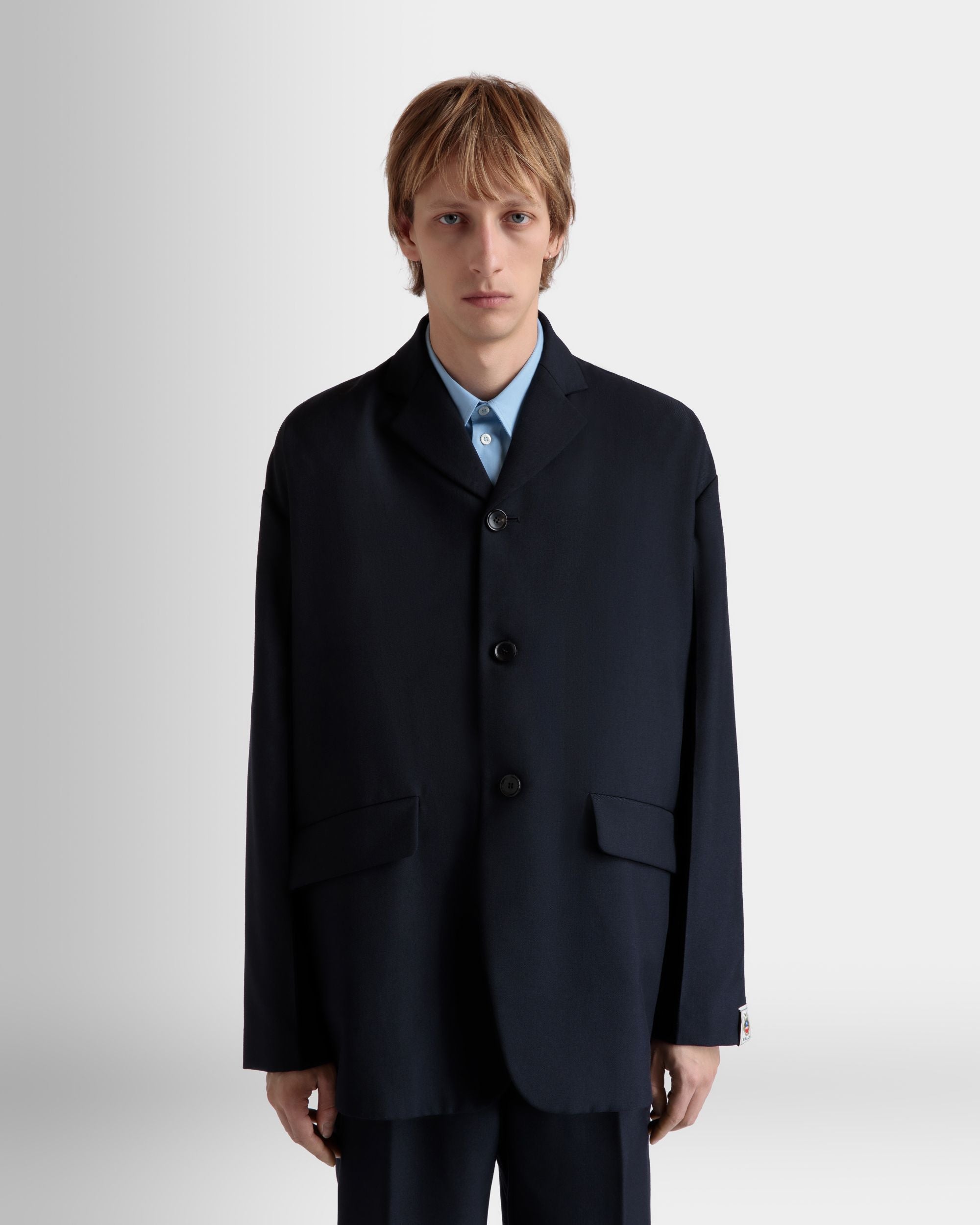Blazer In Navy Blue Wool Blend - Men's - Bally - 03