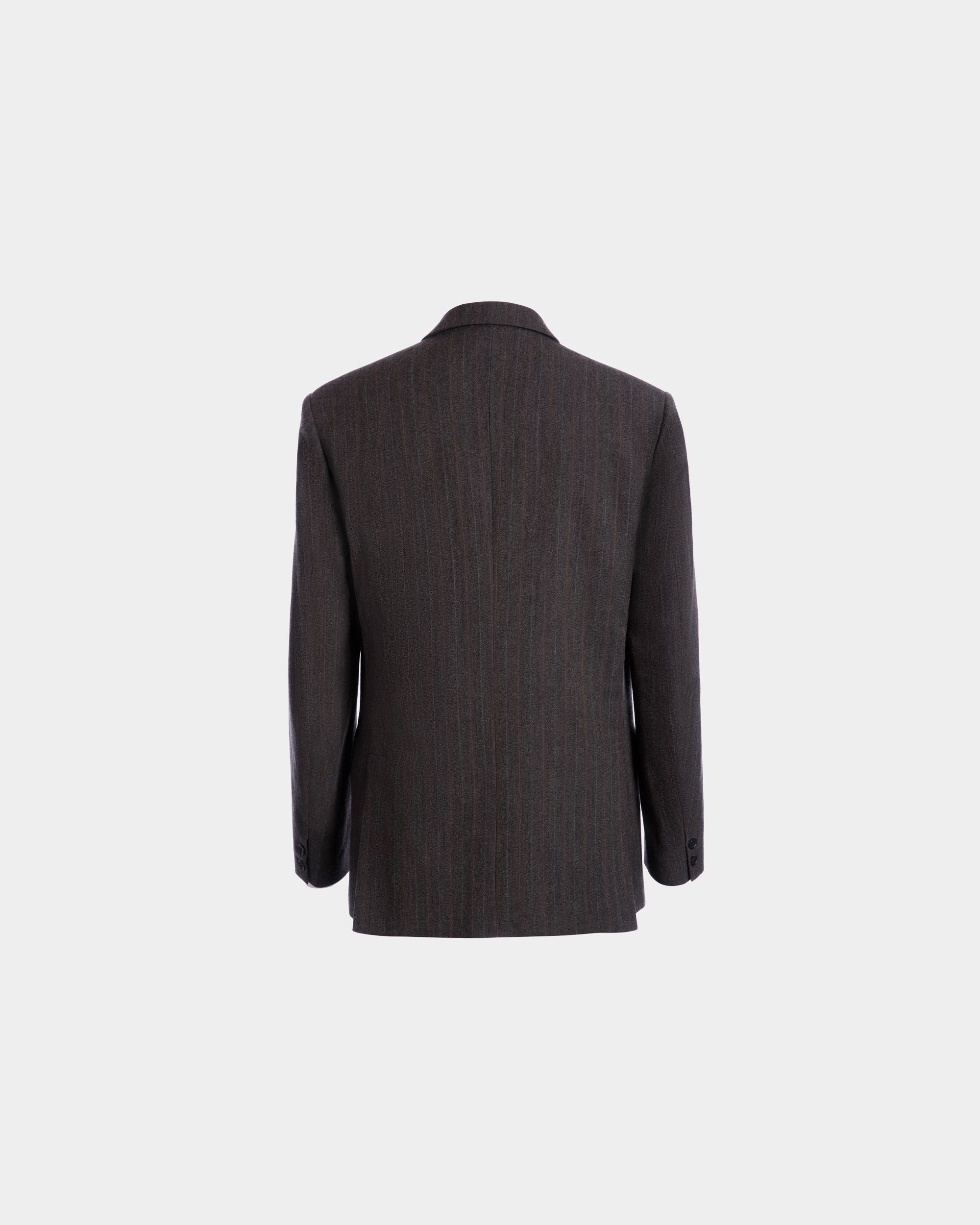 Blazer With a Pinstripe Pattern in a Grey Wool Blend - Men's - Bally - 03